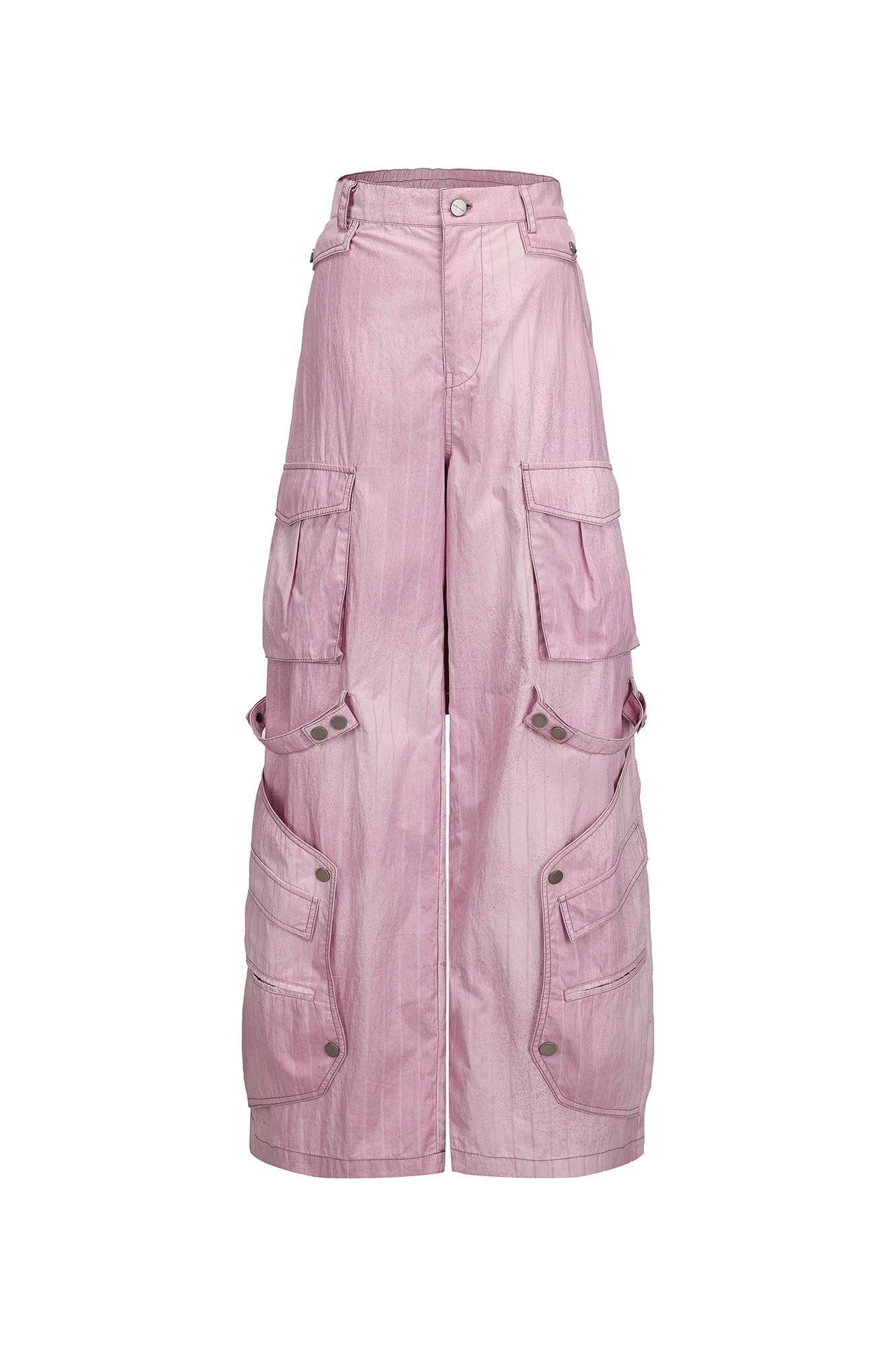 VANN VALRENCE Strap-Wrapped Striped Multi-Pocket Cargo Pants
