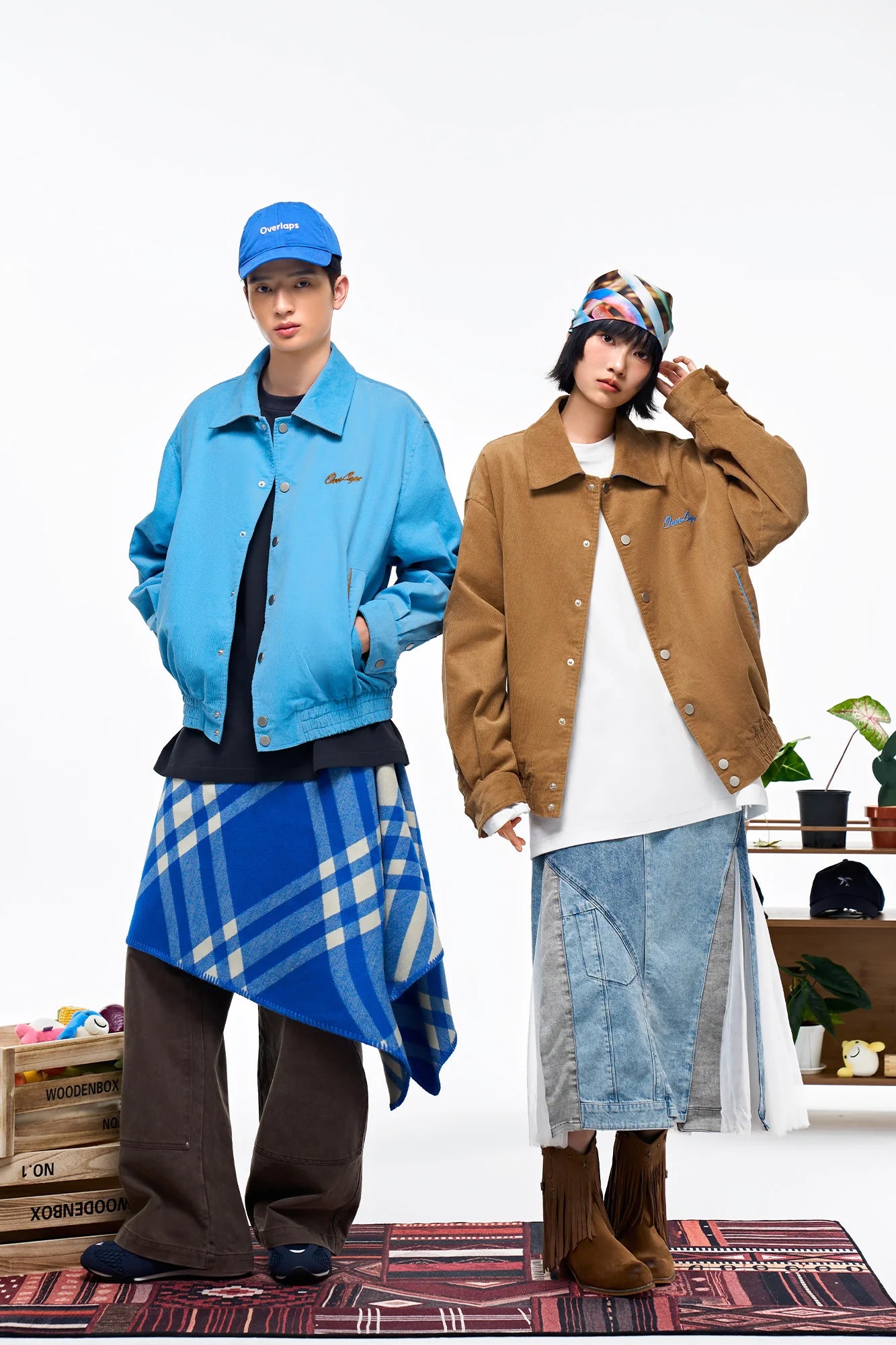 OVERLAPS Embroidered LOGO Utility Snap Jacket