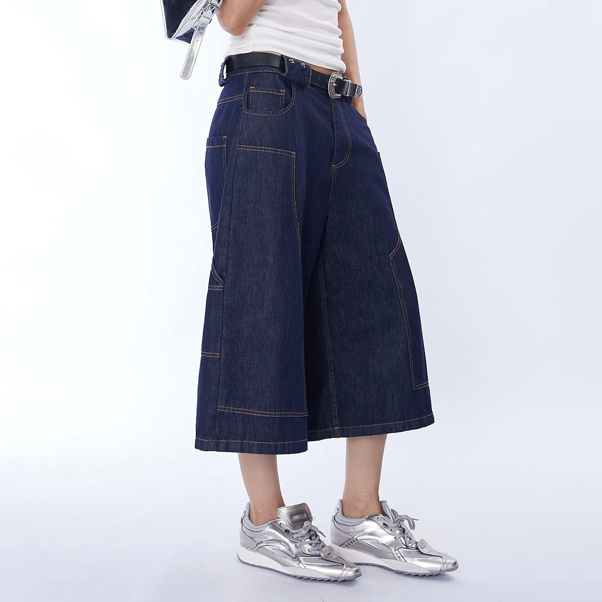 ASSEEN Double-Knee Raw Denim Shorts