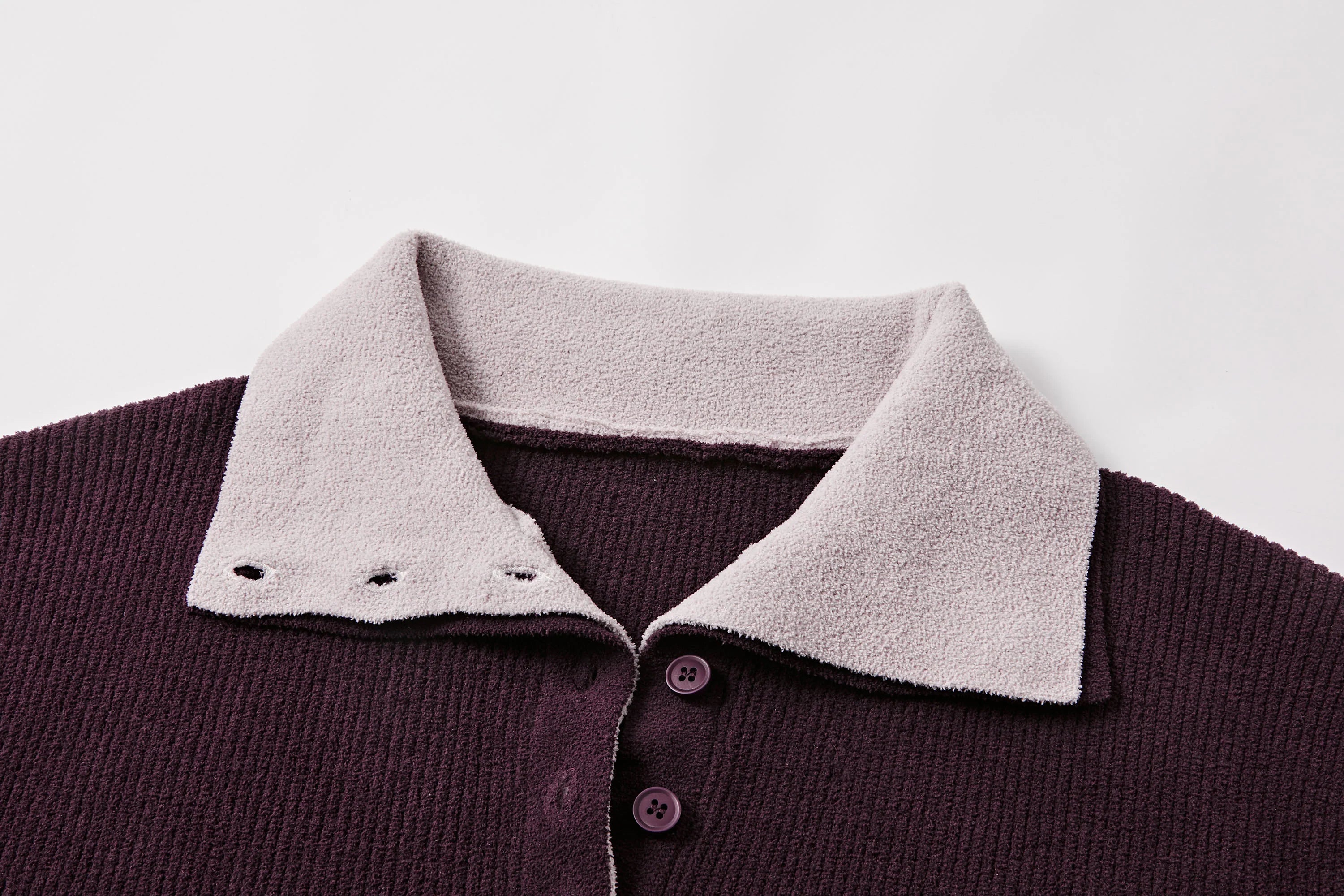 KREATE Contrast Layered Collar Ribbed Sweater