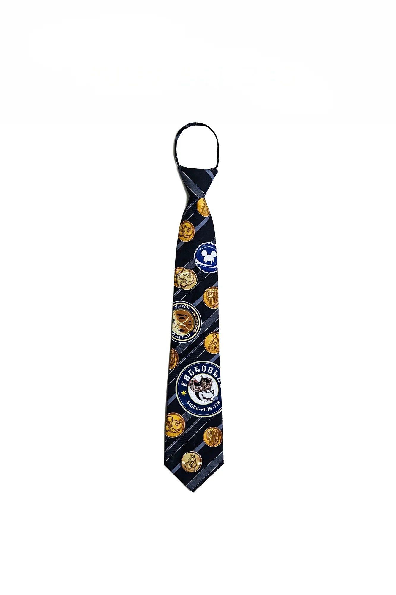 FACEONLAB Golden Emblem Stripe Zip Tie Black