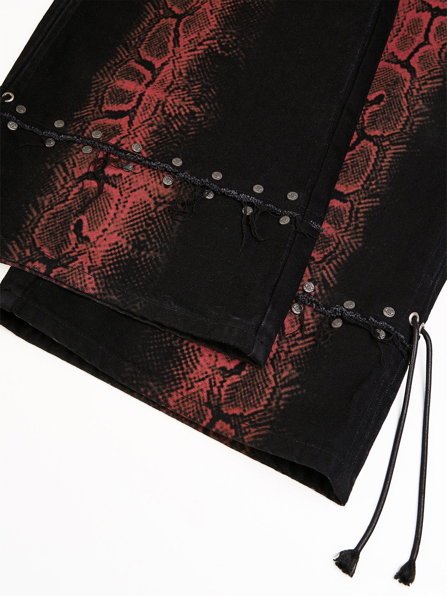 FLYERRER Washed Contrast Snakeskin Drawcord Wide-Leg Jeans