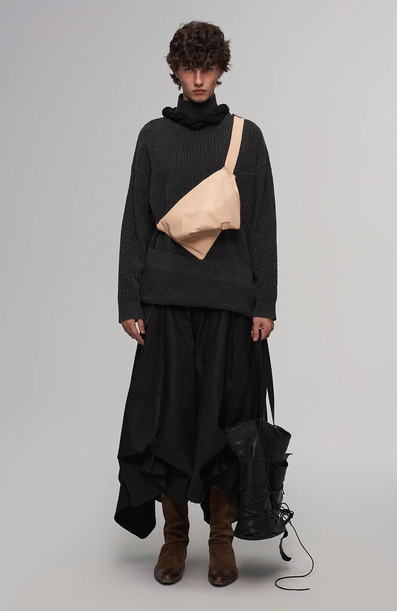 ILNya Nieternite Nifutur Lace-Cord Panel Washed Horsehide Tote