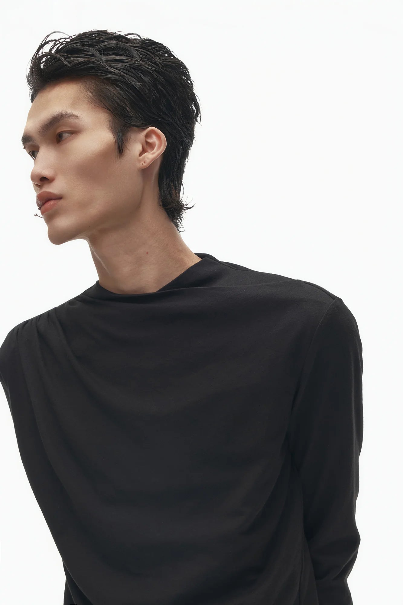 SAVAGEGROWTHWORLD Asymmetrical Drape Long-Sleeve Tee