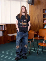 ERROR CODE ROBOT Distressed Animal-Print Sleeveless Tee