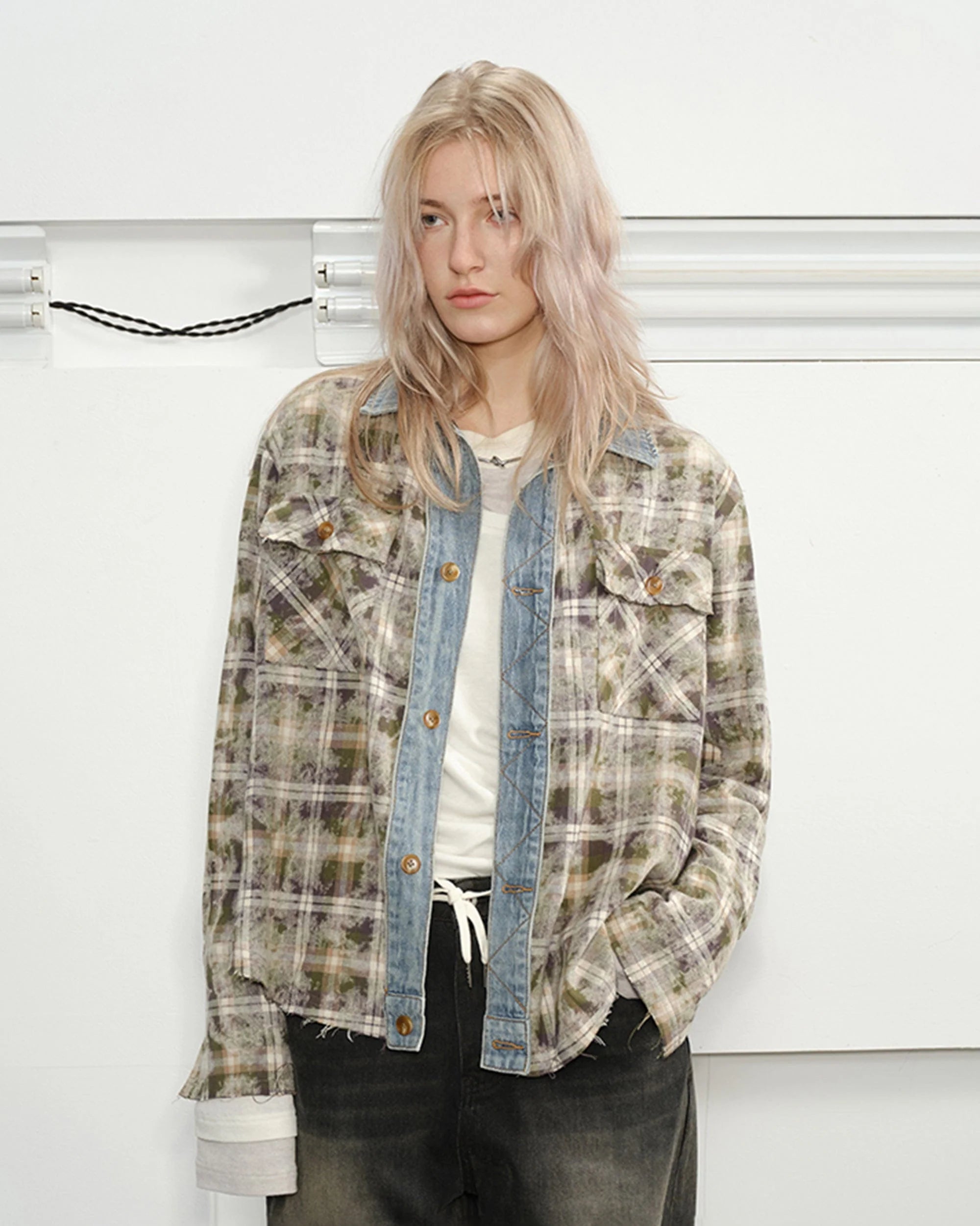 KREATE Denim Spliced  Macarons Jacket