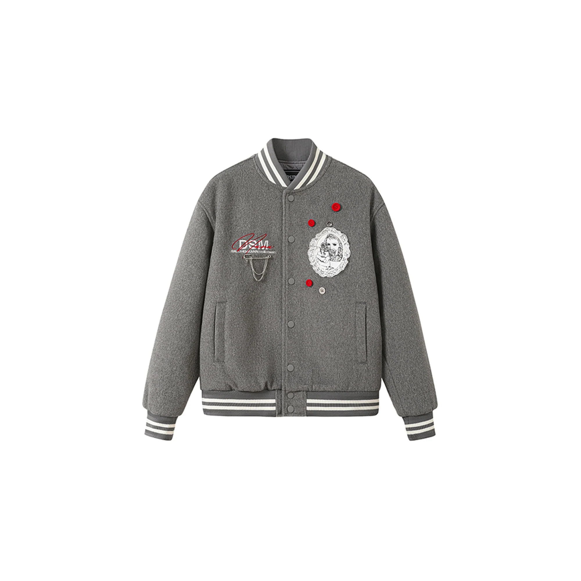 DONSMOKE Embellished Manga Patch Varsity Jacket