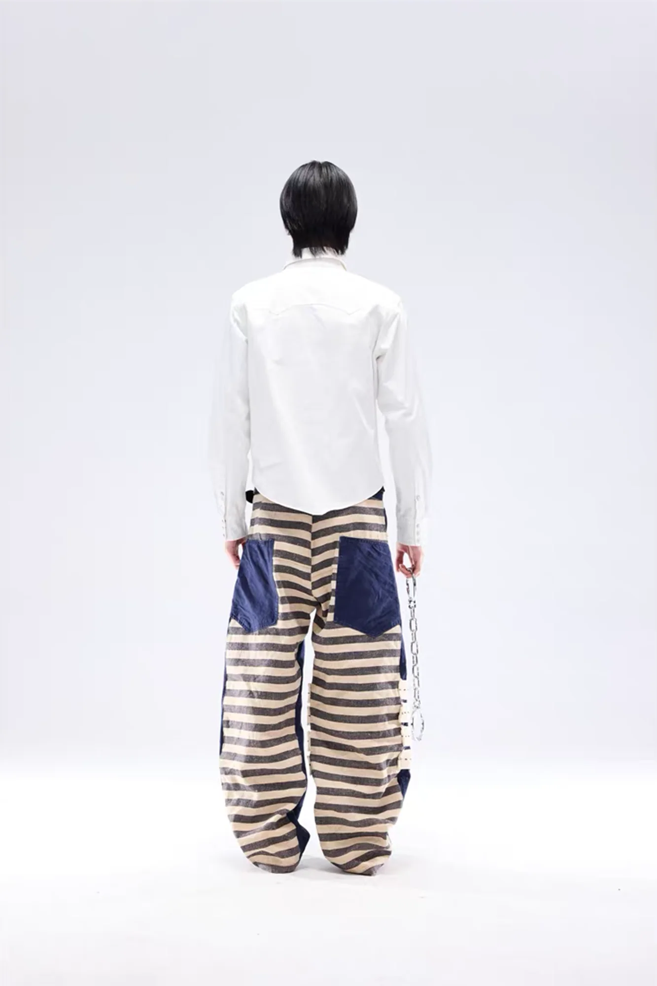 NOTHINGNESS WORLD Snake Graphic Layered-Collar Denim Shirt