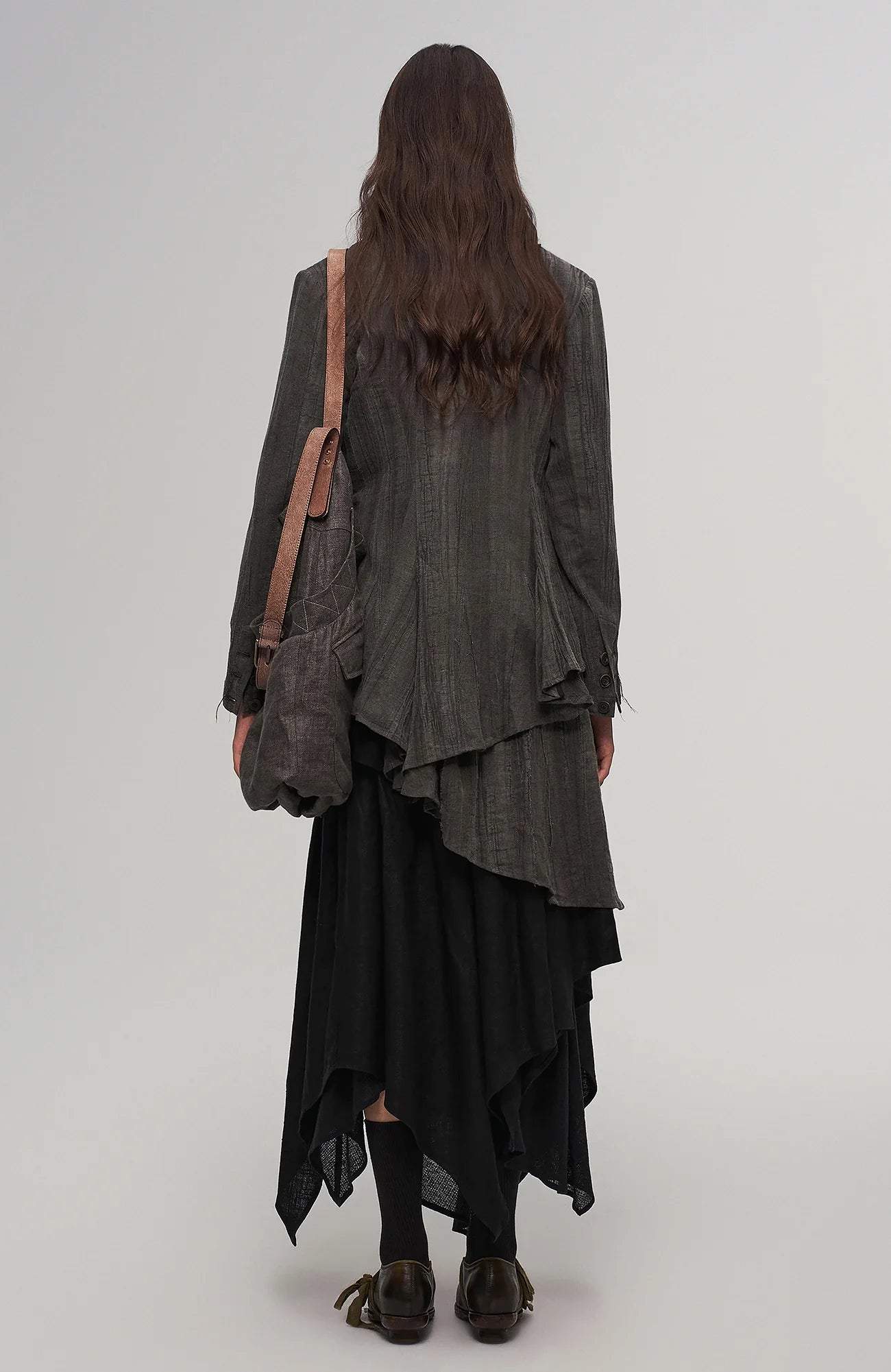ILNya Nieternite Nifutur Oversized Linen Horsehide-Strap Messenger Bag
