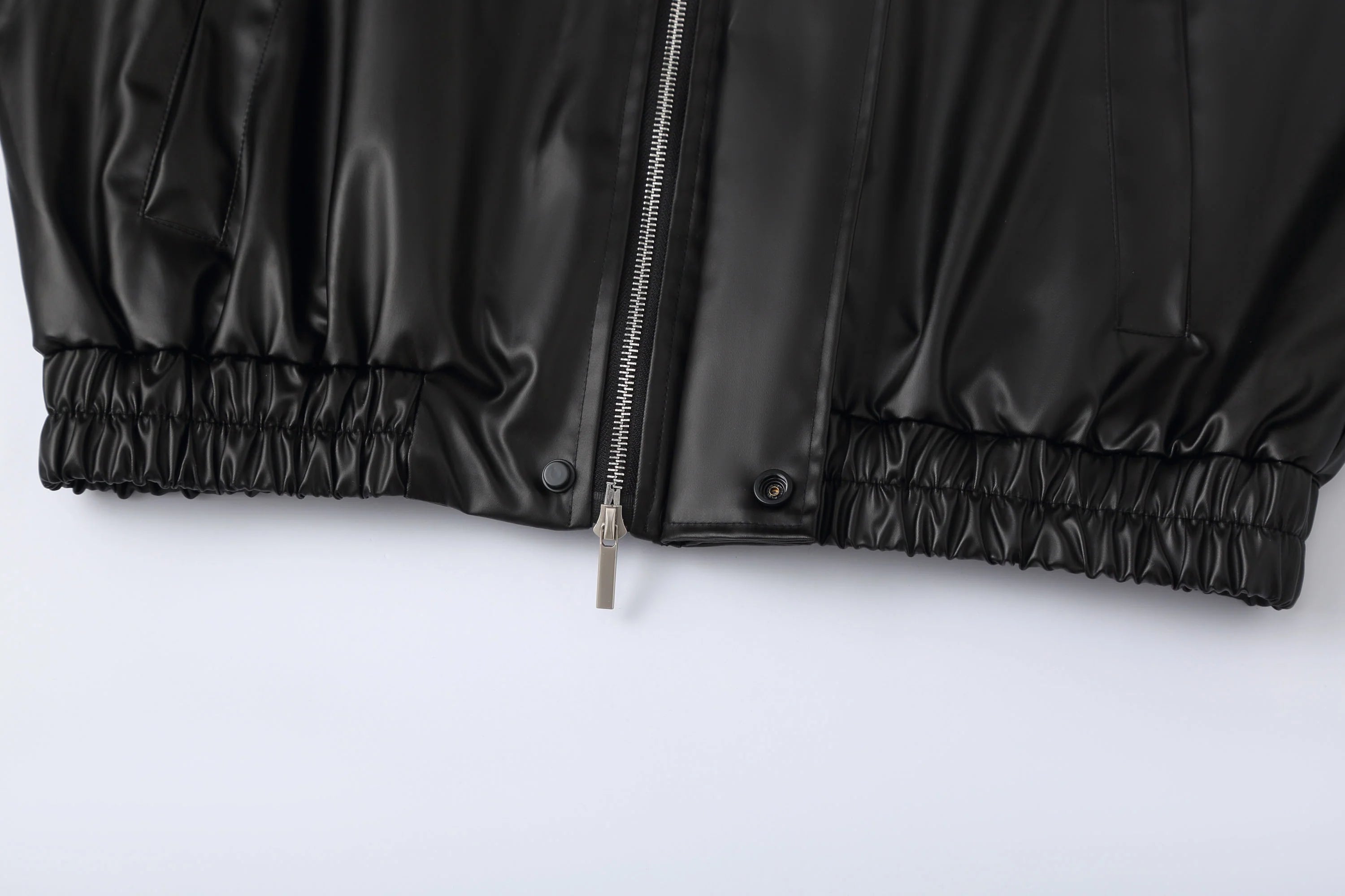 CLP Contrast Layer PU Cropped Moto Jacket