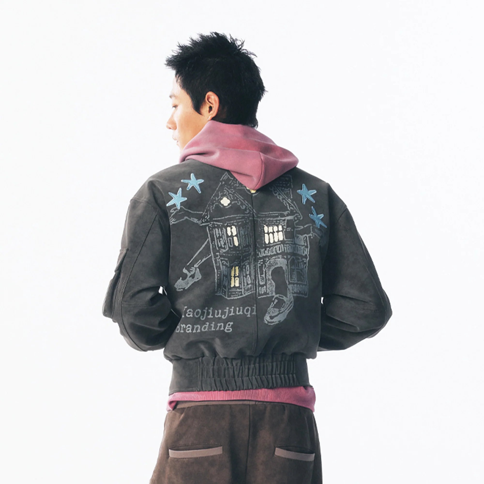 1997 POSTOFFICE Star Patch Studded Cropped Jacket