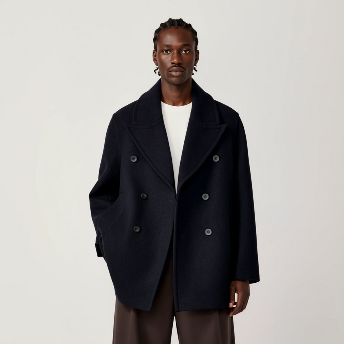 OPICLOTH Classic Wool-Blend Double-Breasted Coat