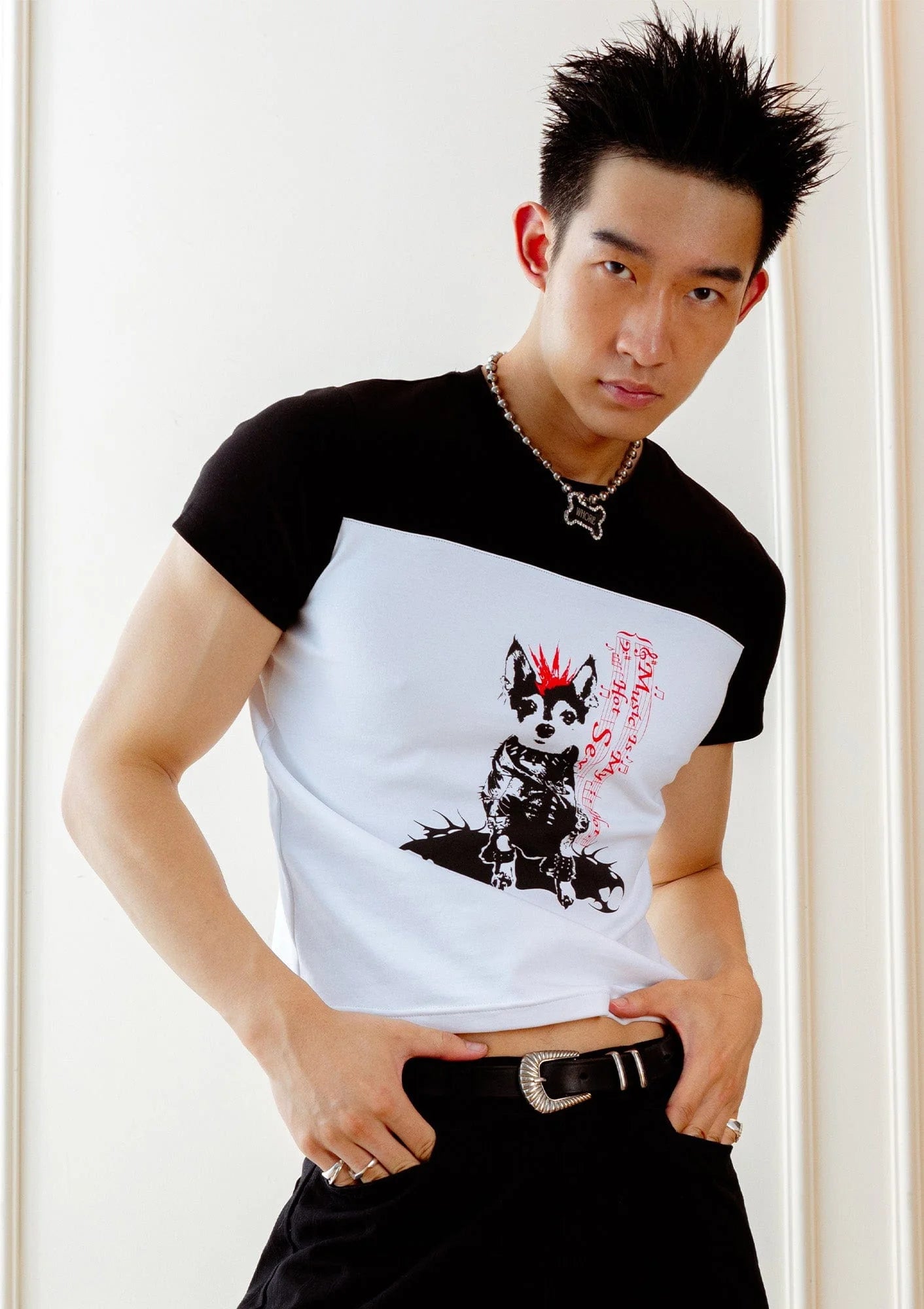 KADAKADA Punk Pup Graphic Spliced T-Shirt