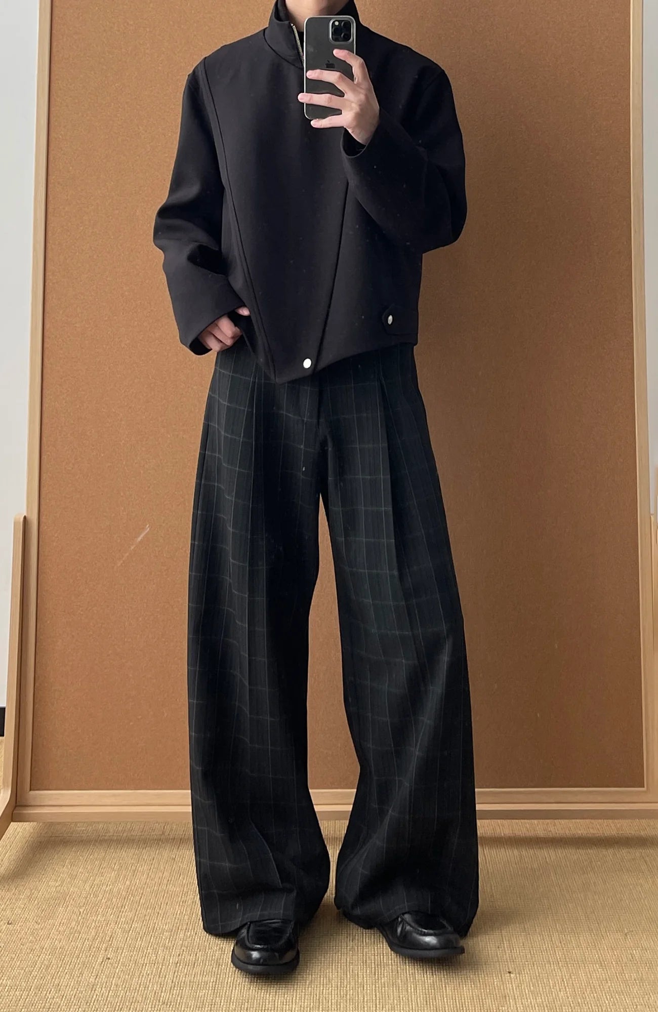 OKAYTHXBYE Retro Checks Pleated Trousers