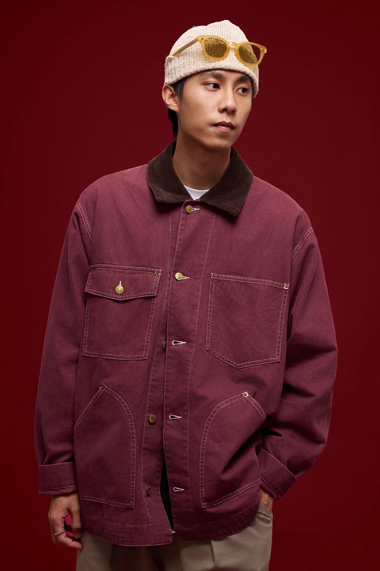 BANANA CLUB Contrast Collar Stitch Utility Jacket