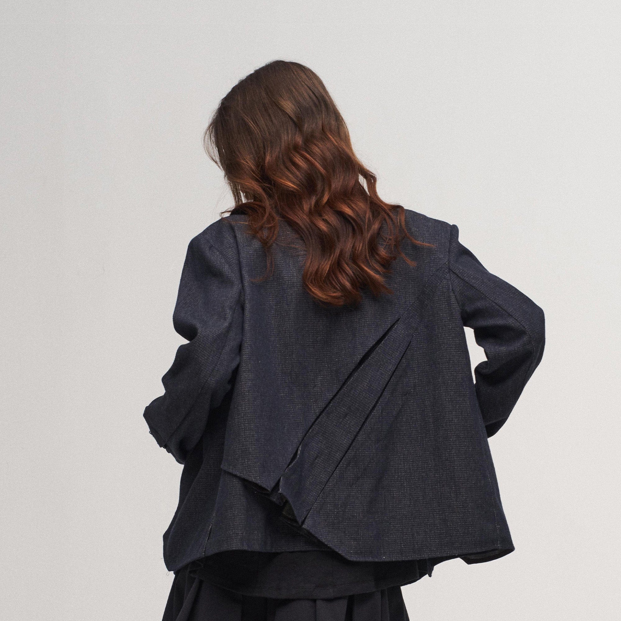 ILNya Nieternite Nifutur Double-Layer Weave Linen Jacket Blue