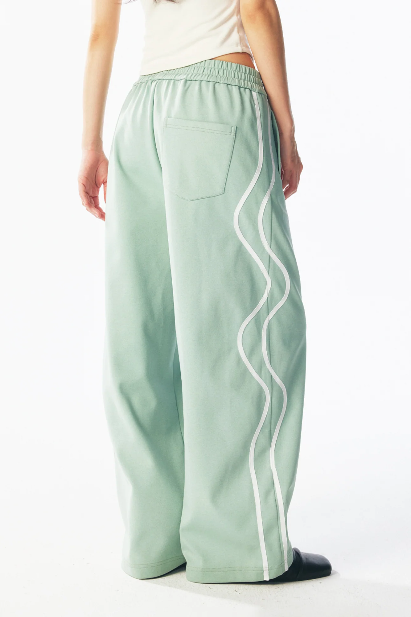 1997 POSTOFFICE Contrast Curved-Stripe Quick-Dry Track Pants