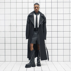 455EMBLE Snap-Fastener PU Trench Coat