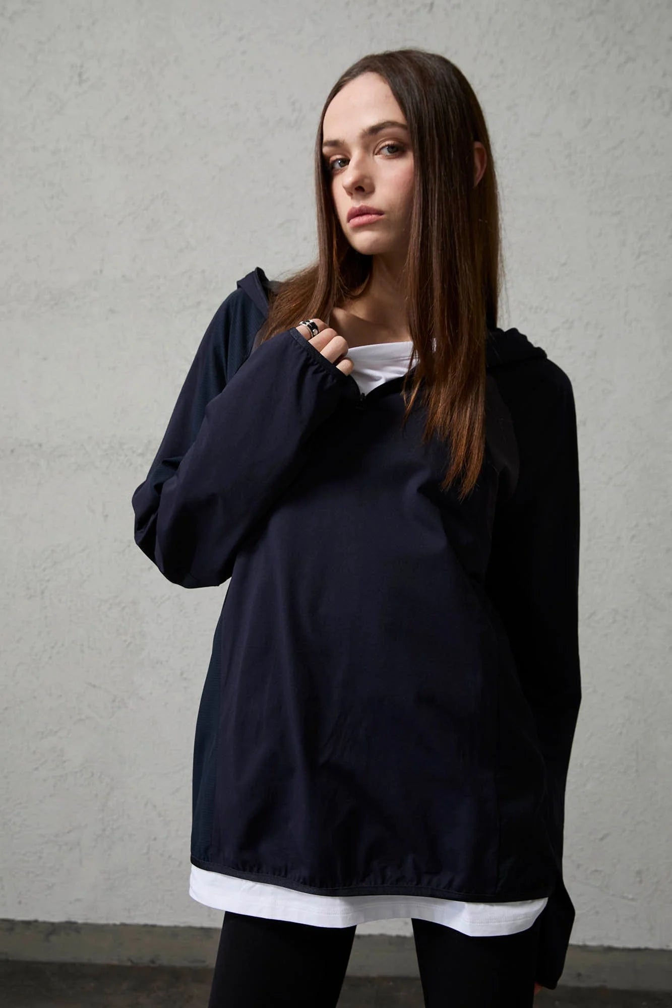 ORGANIC EMOTION Contrast Spliced Hooded Sorona Pullover Jacket