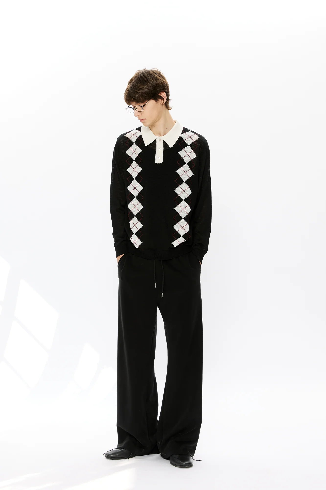 KREATE Retro Argyle Polo Sweater