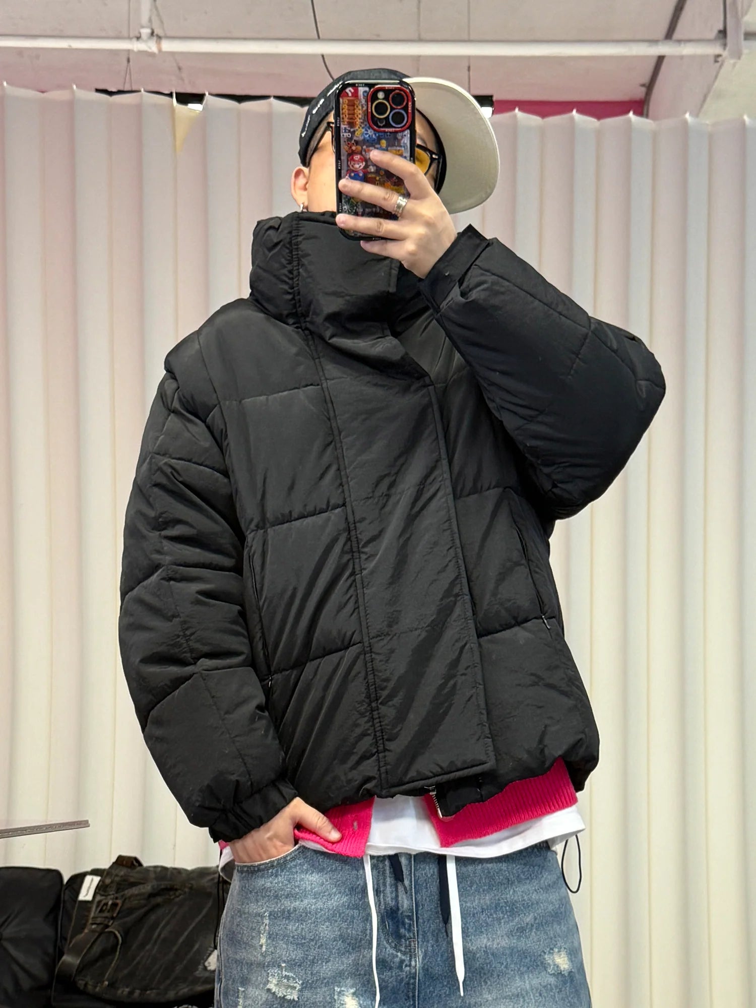ME DA IGUAL Detachable Sleeve Stand-Collar Quilted Jacket