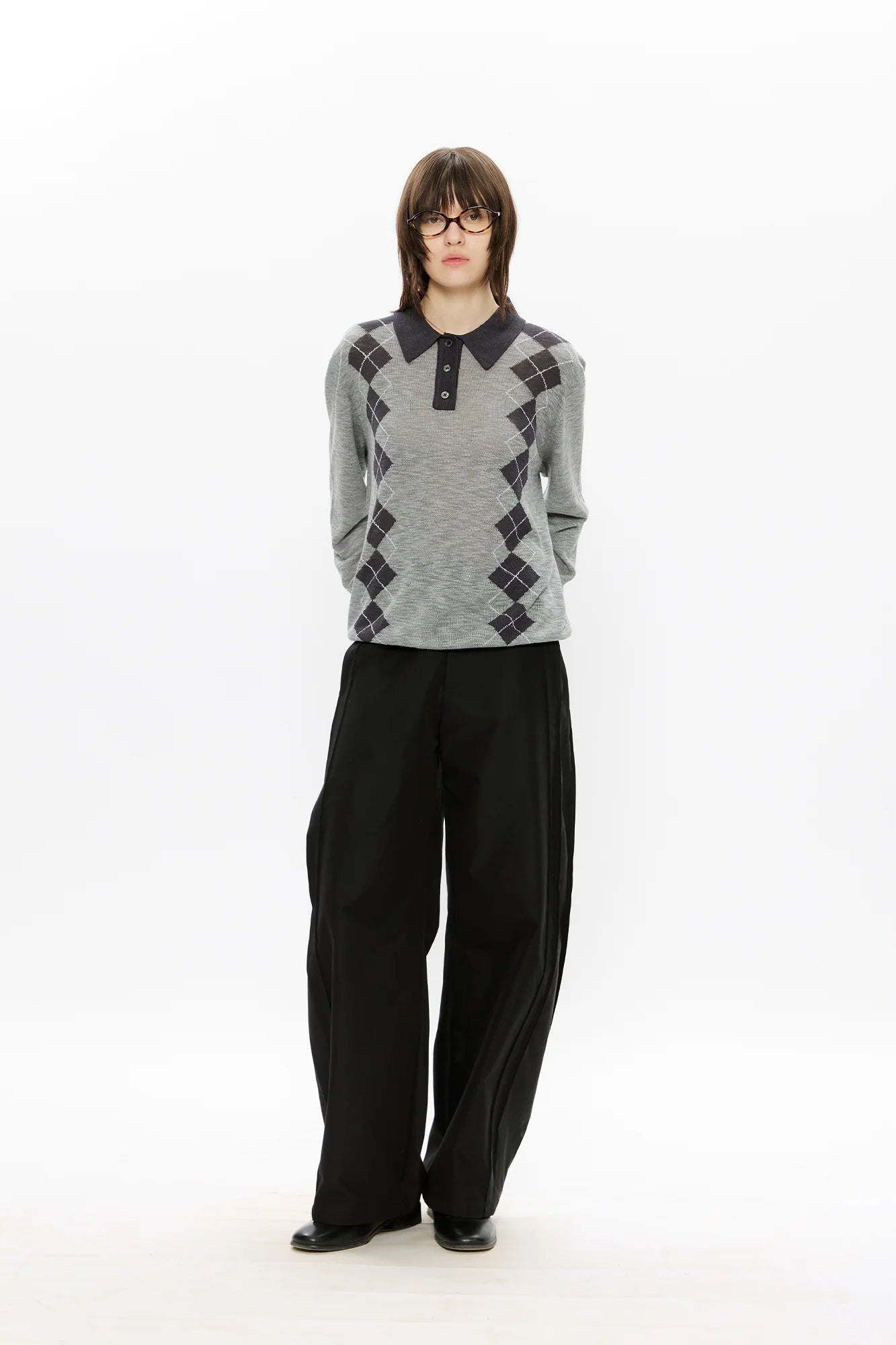 KREATE Retro Argyle Polo Sweater