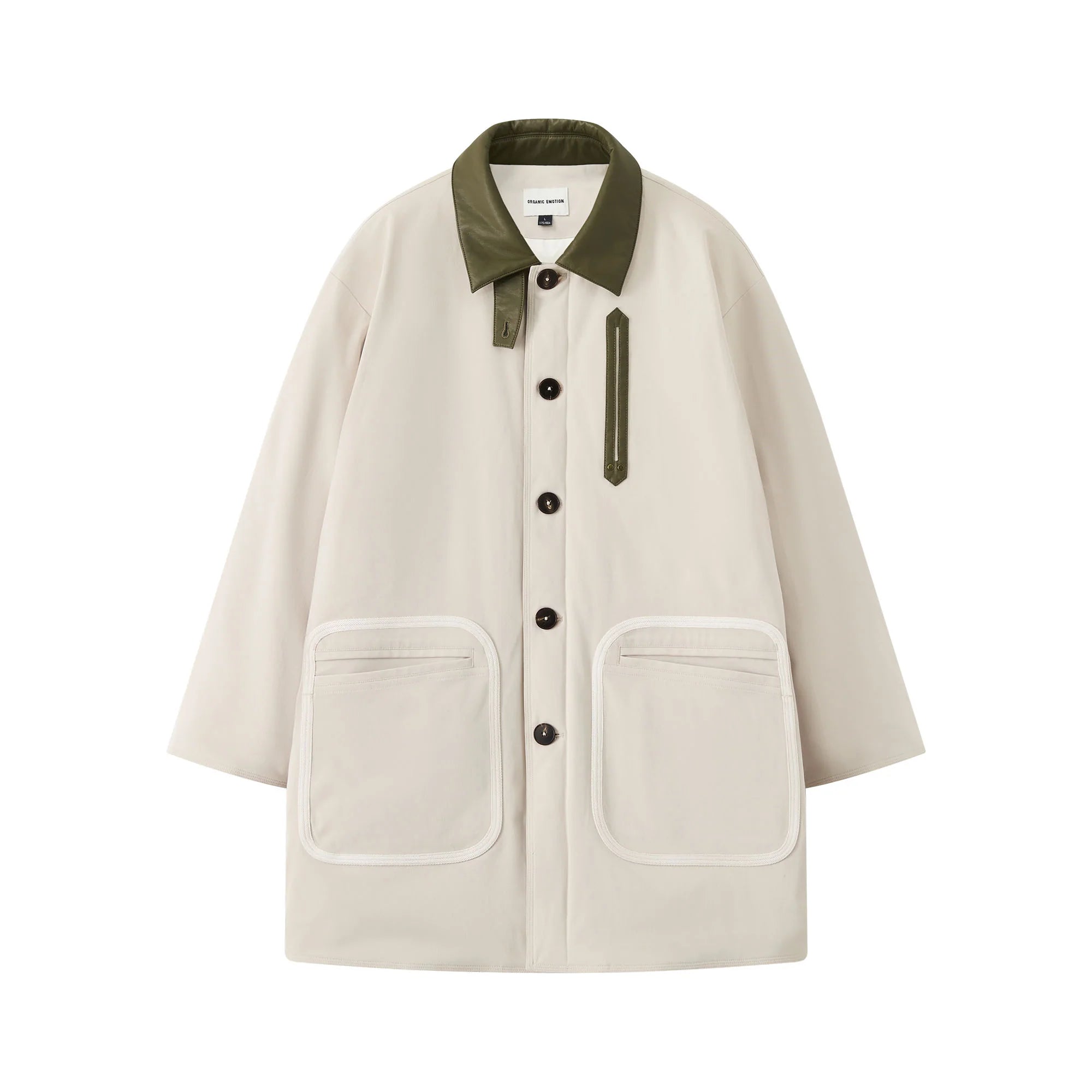ORGANIC EMOTION Contrast PU Midi Down Coat
