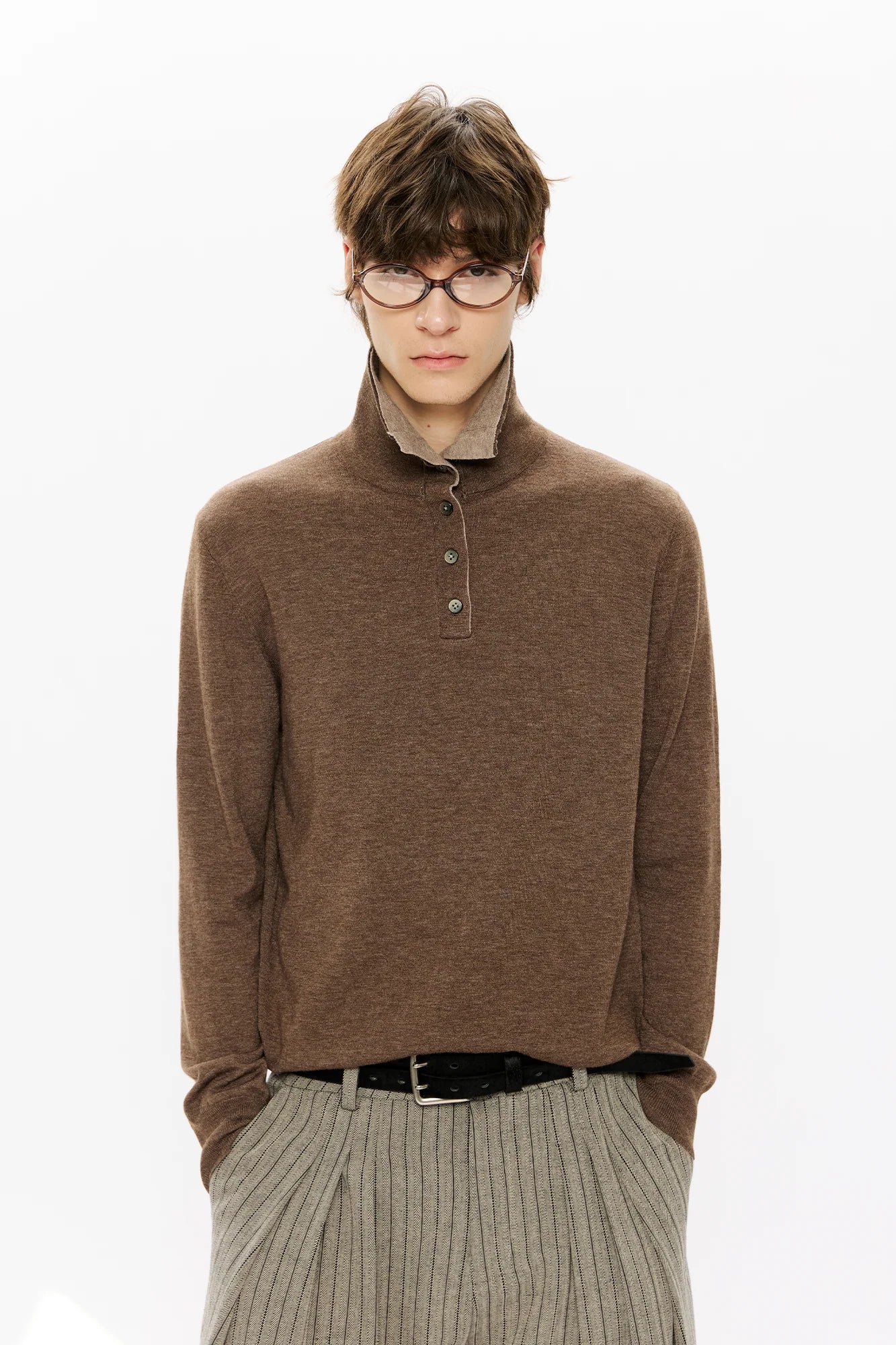 KREATE Double-Collar Wool-Blend Knit Polo
