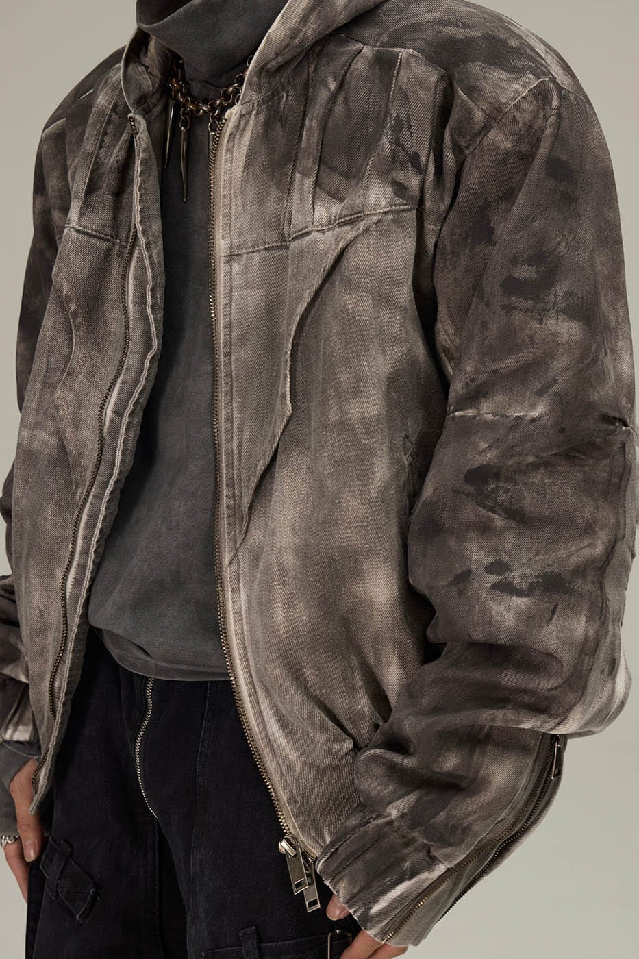 FLYERRER Distressed Crinkled Dirty Fit Jacket