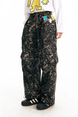 1997 POSTOFFICE Splatter Camo Crinkled Drawstring Cargo Pants