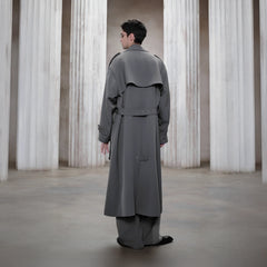 FACEONLAB Essential Military Trench Coat Gray
