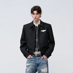 FACEONLAB Cropped Harrington Zip Jacket Black