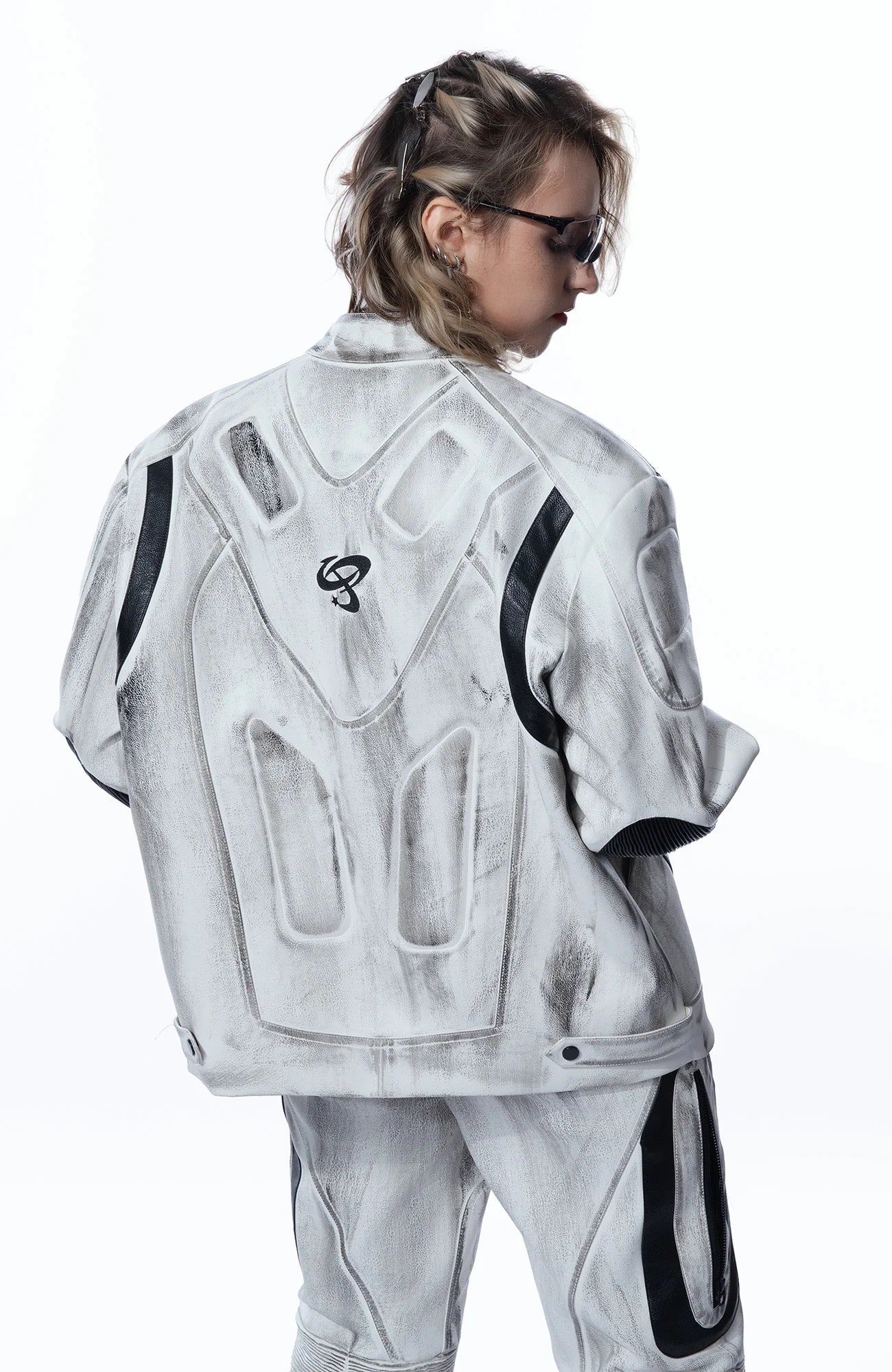 MOGONGSHE Distressed Techwear PU Moto Jacket