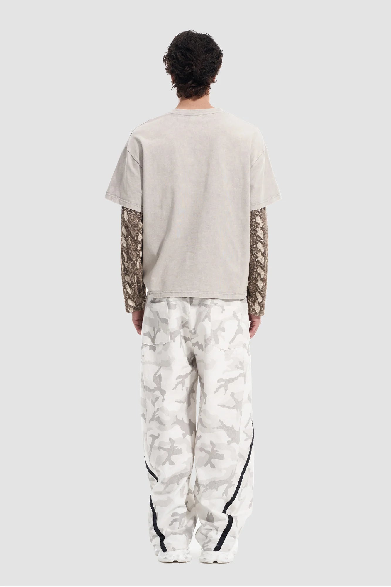 VANN VALRENCE Camo Double-Waist Wide-Leg Pants