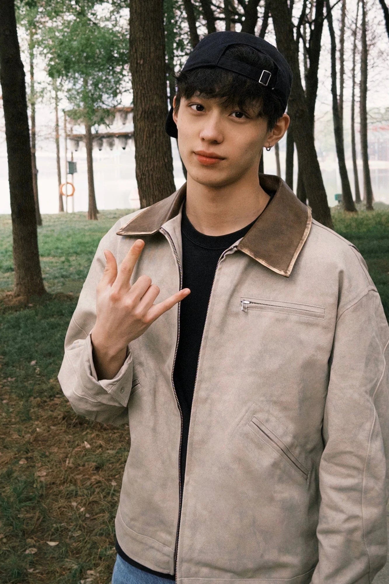 OKAYTHXBYE Essential Contrast Collar Washed Jacket