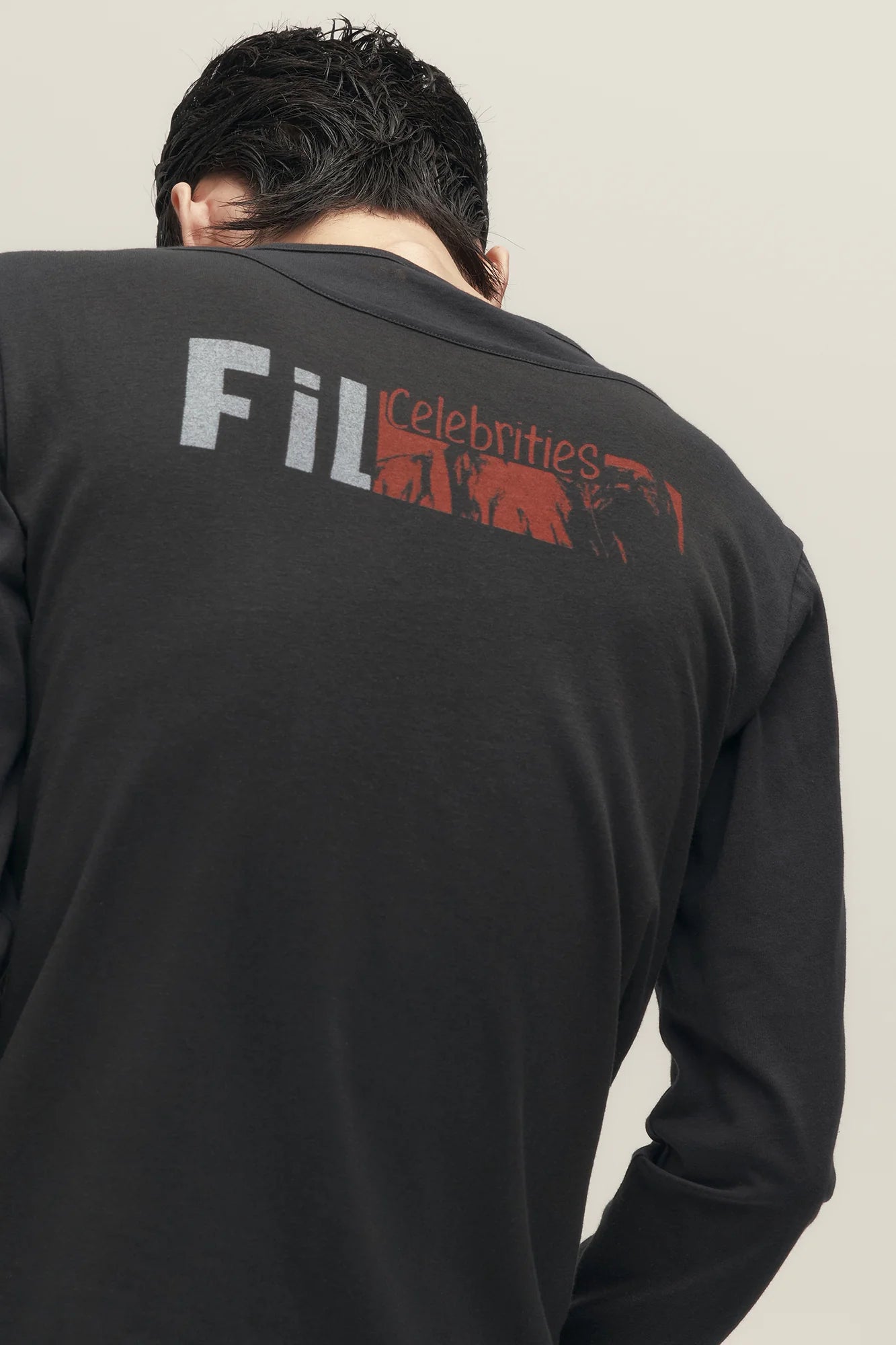 SAVAGEGROWTHWORLD Graphic Double-Layer Neckline Long-Sleeve Tee