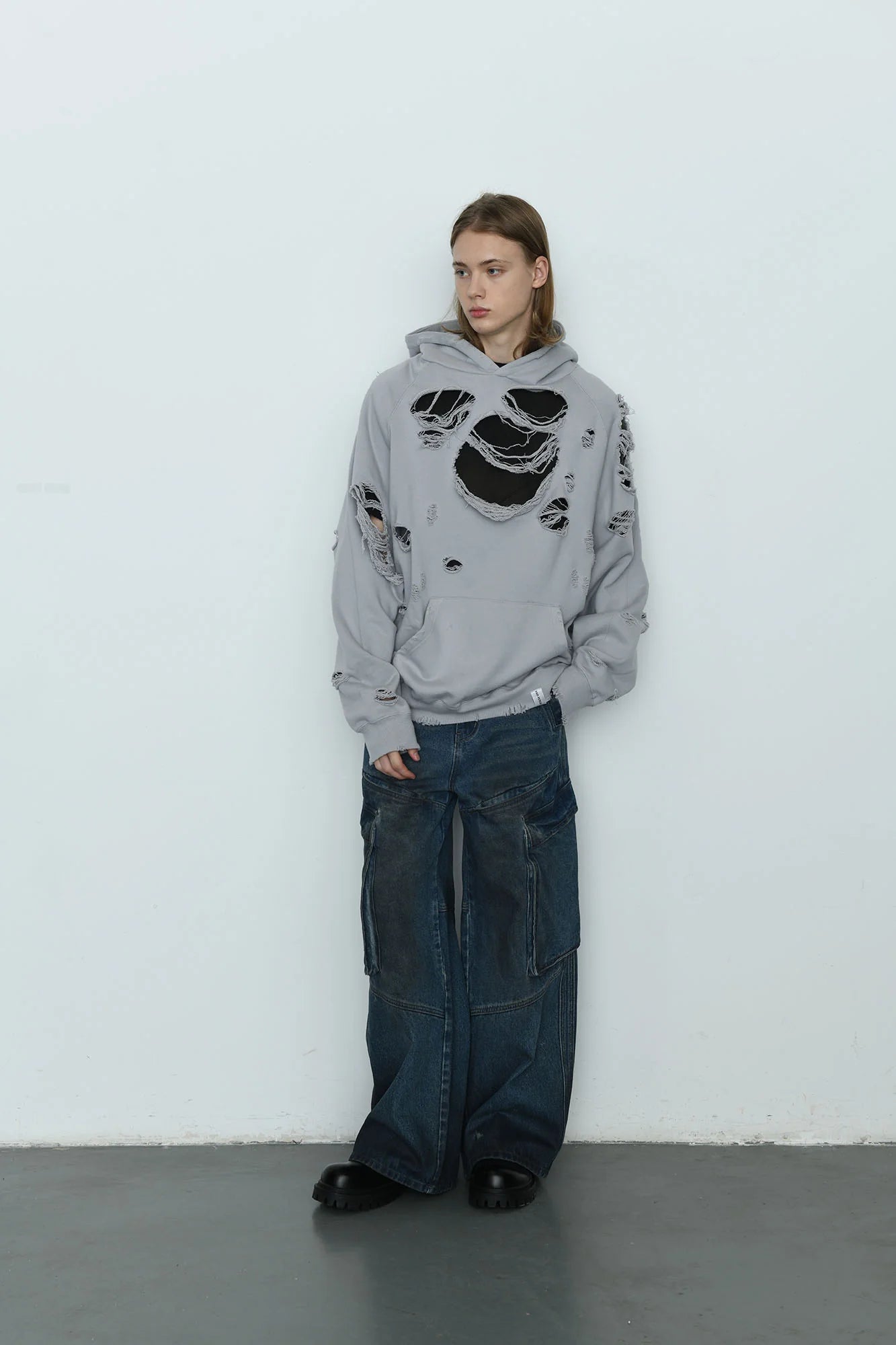 EGOFETCH Ripped Oversized Hoodie