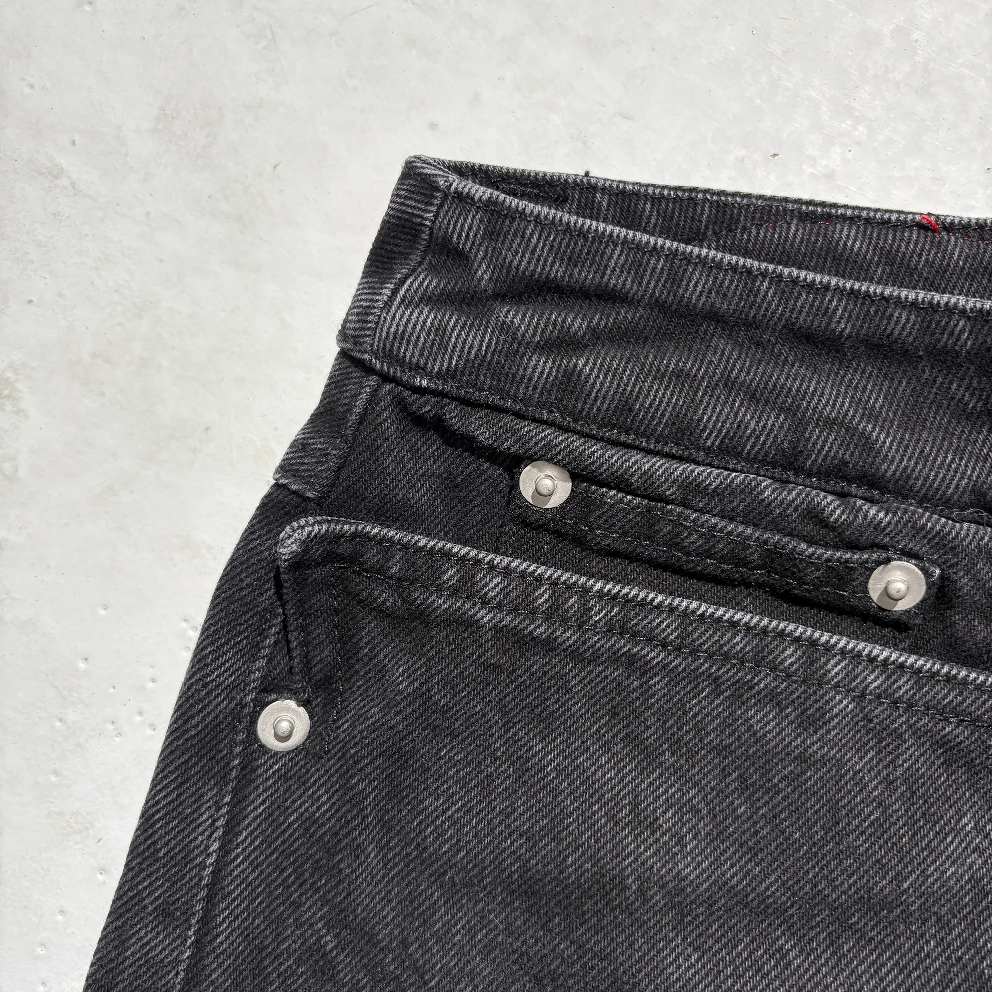 PCCVISION Washed Double-Layered Multi-Pockets Jeans