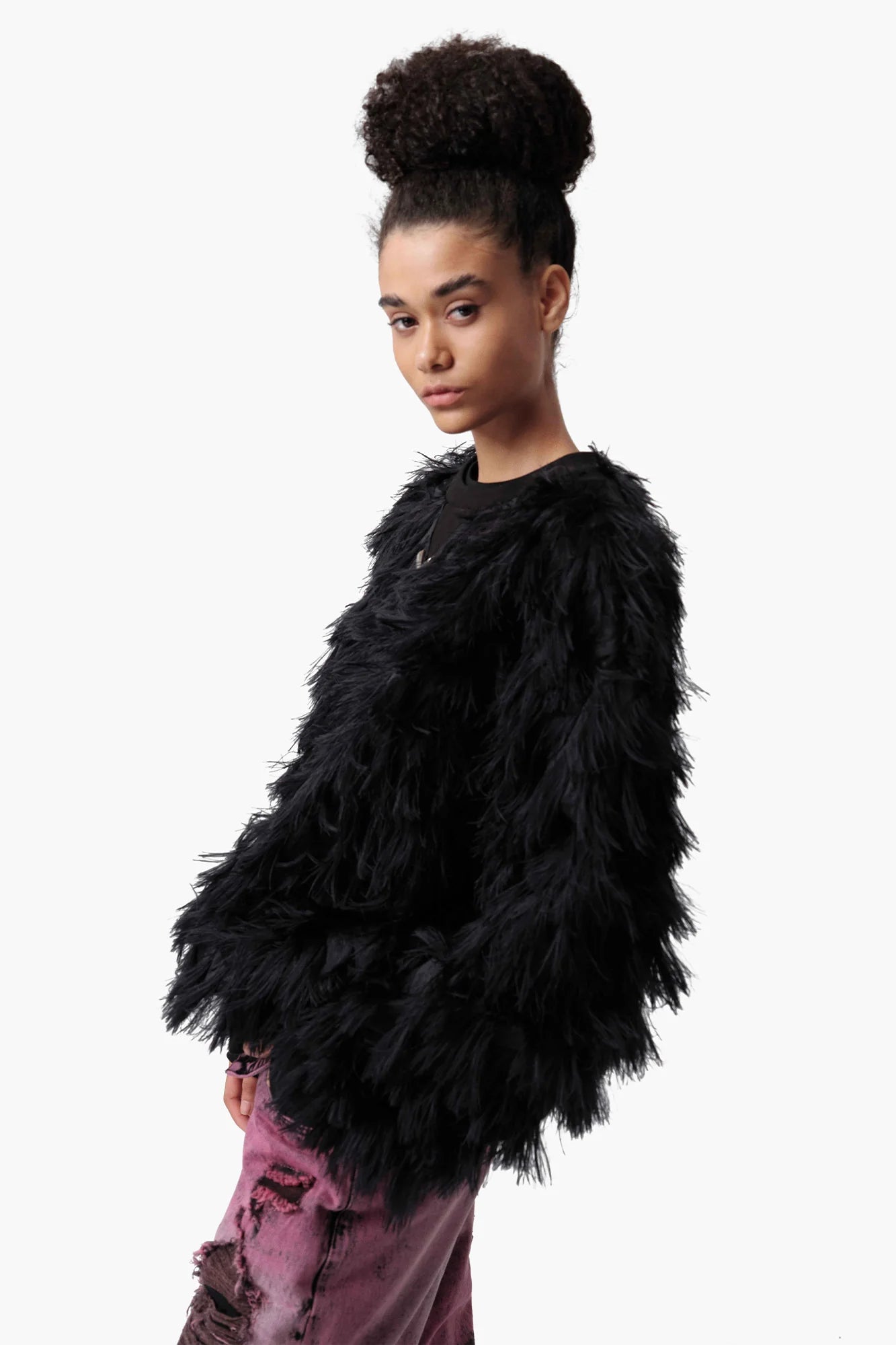 VANN VALRENCE Double-Layer Feathered Crewneck Sweatshirt