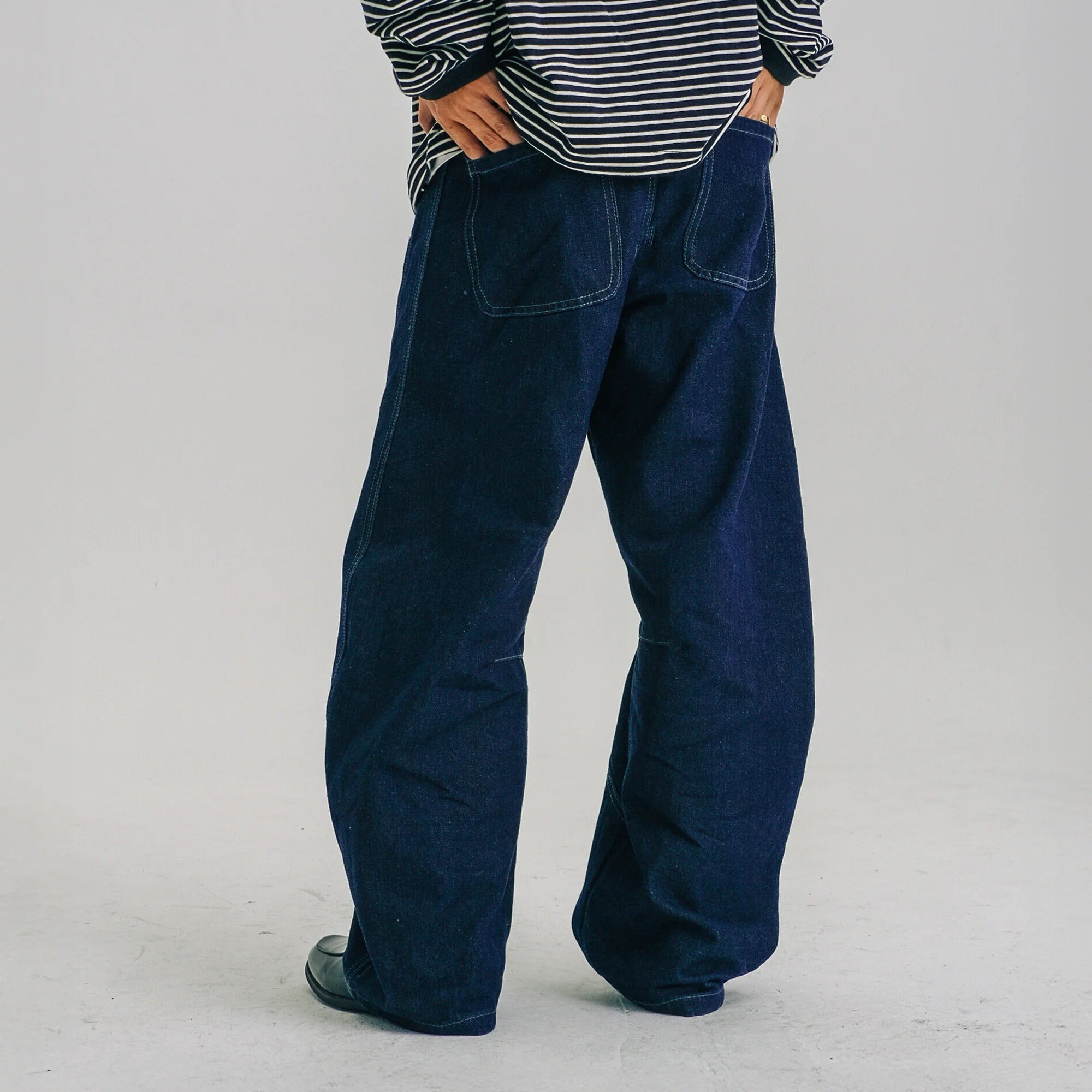 WIID Washed Stitched Curved Panel Jeans