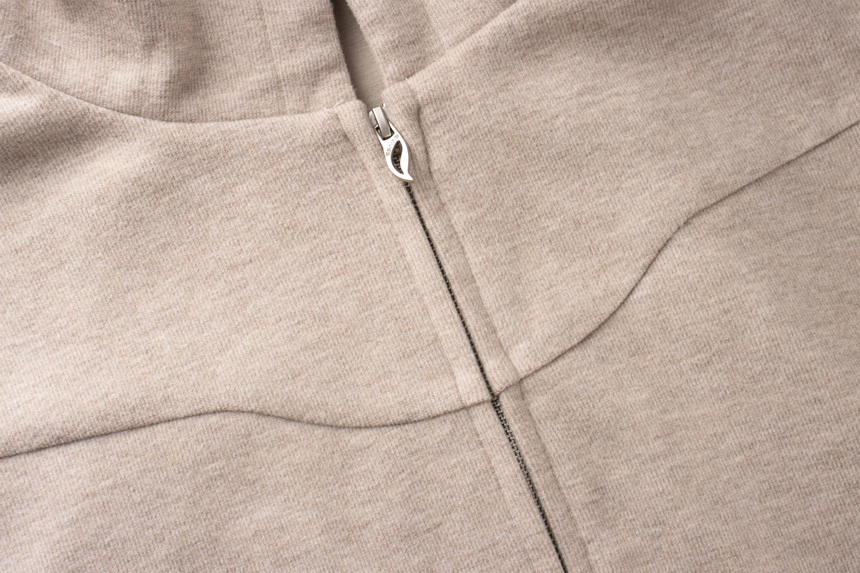 ESAIAS Wool Blend Panel Boxy Hooded Jacket