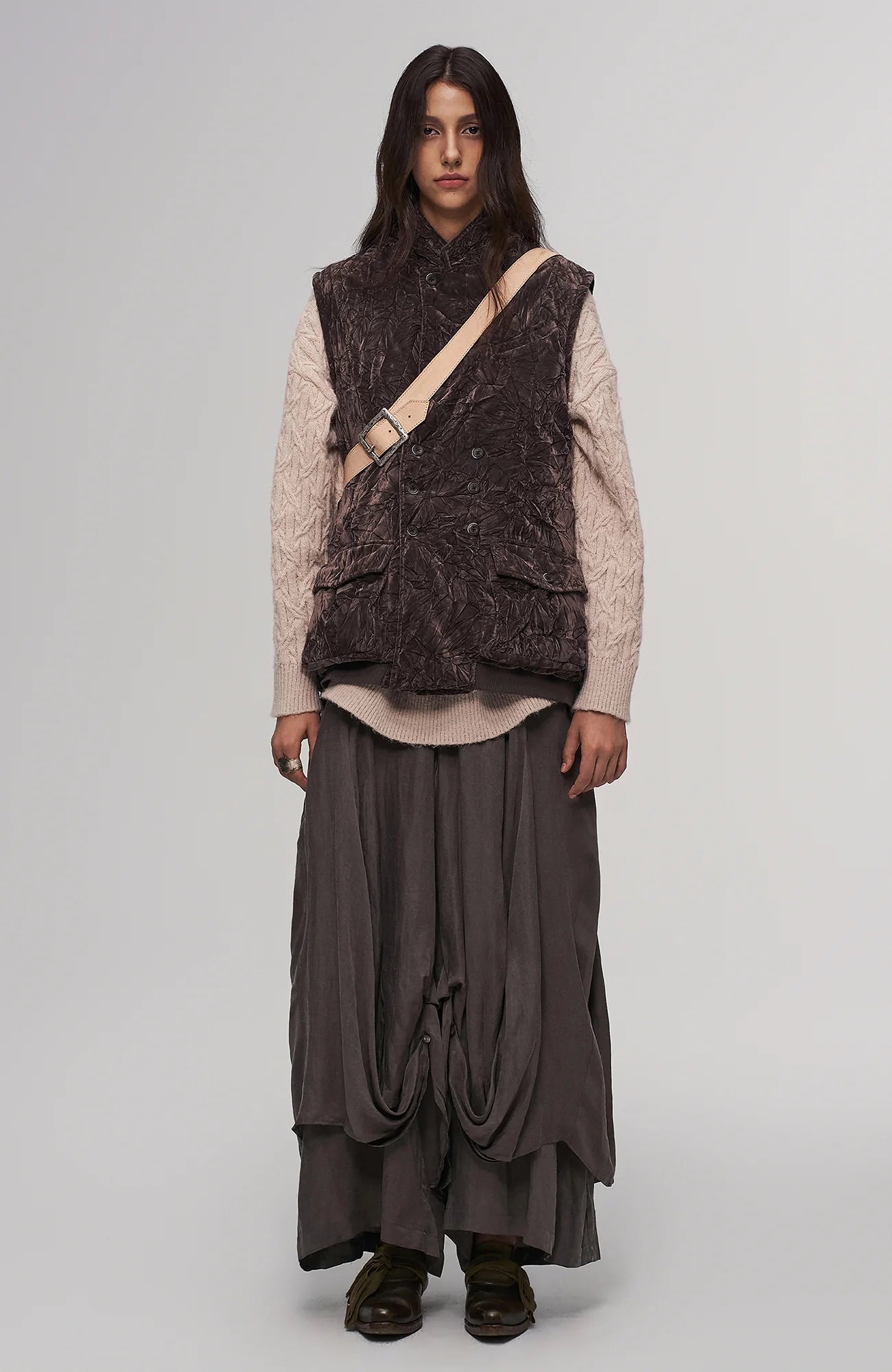 ILNya Nieternite Nifutur Asymmetric Tencel-Linen Blend Layered Skort