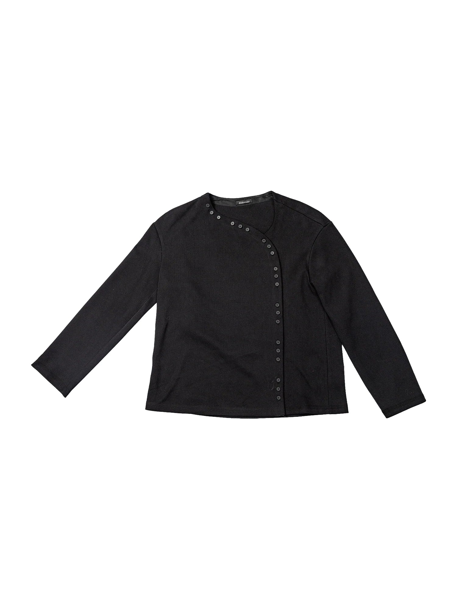 KADAKADA Buttoned Curved Placket Ribbed Knit Top