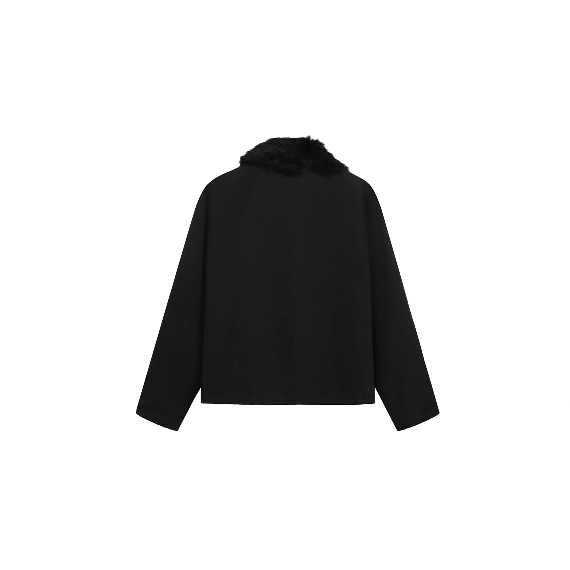 NOTHINGNESS WORLD Mottled Faux Fur Collar Snap-Button Jacket