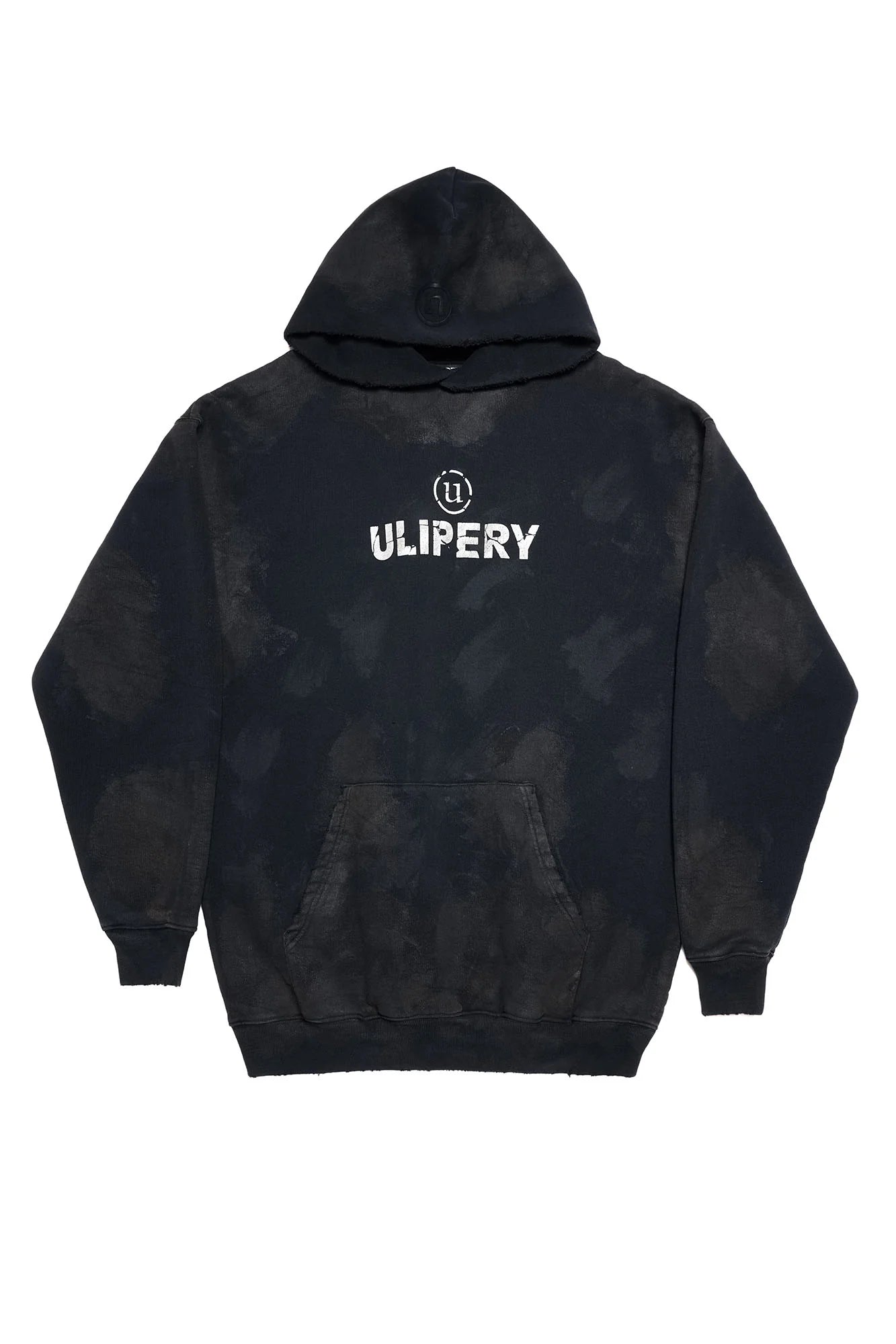 ULIPERY LOGO Mud-Wash Frayed Hoodie