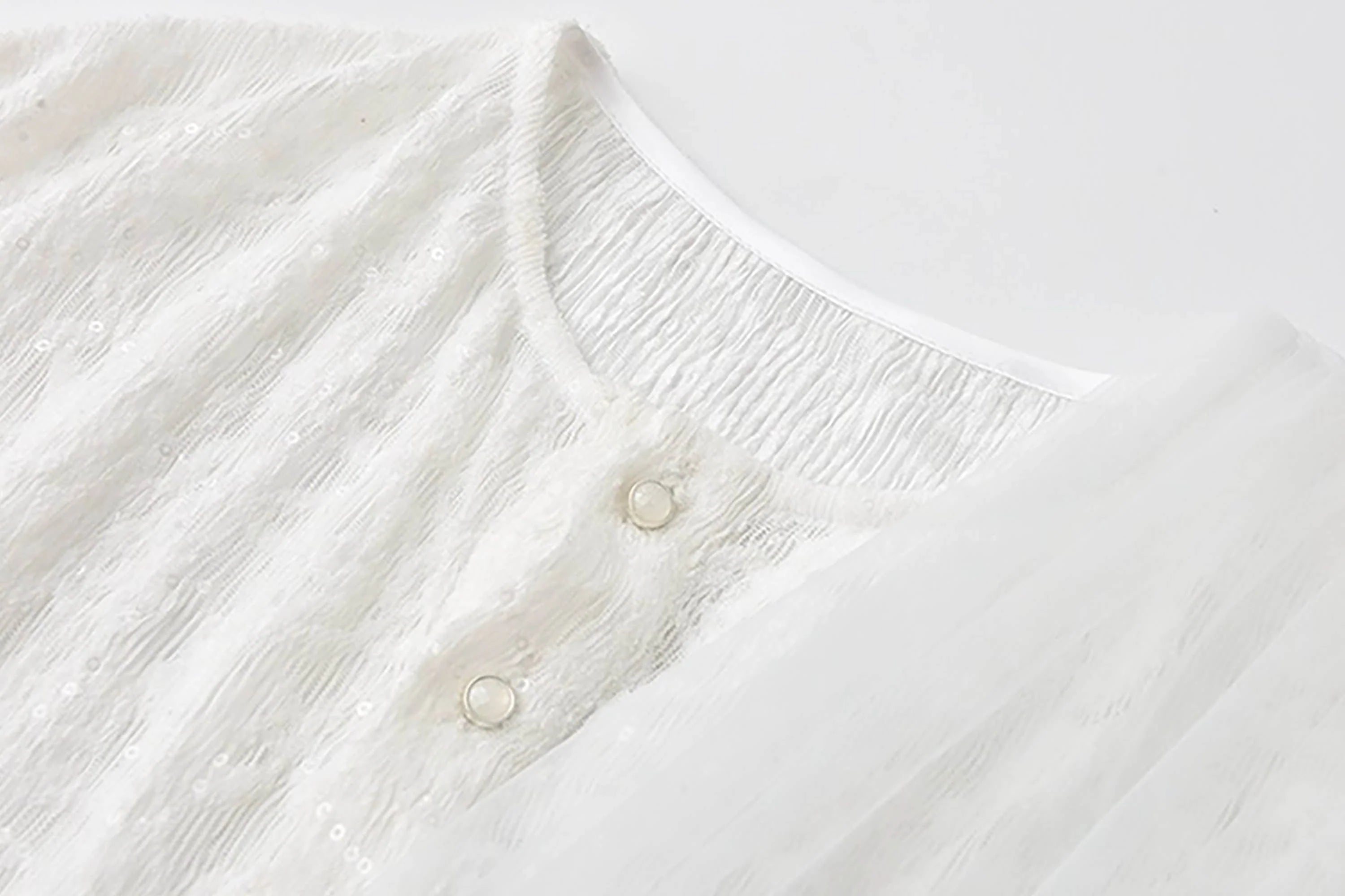 JIECHI Layered Sheer Wrap Lace Henley Shirt