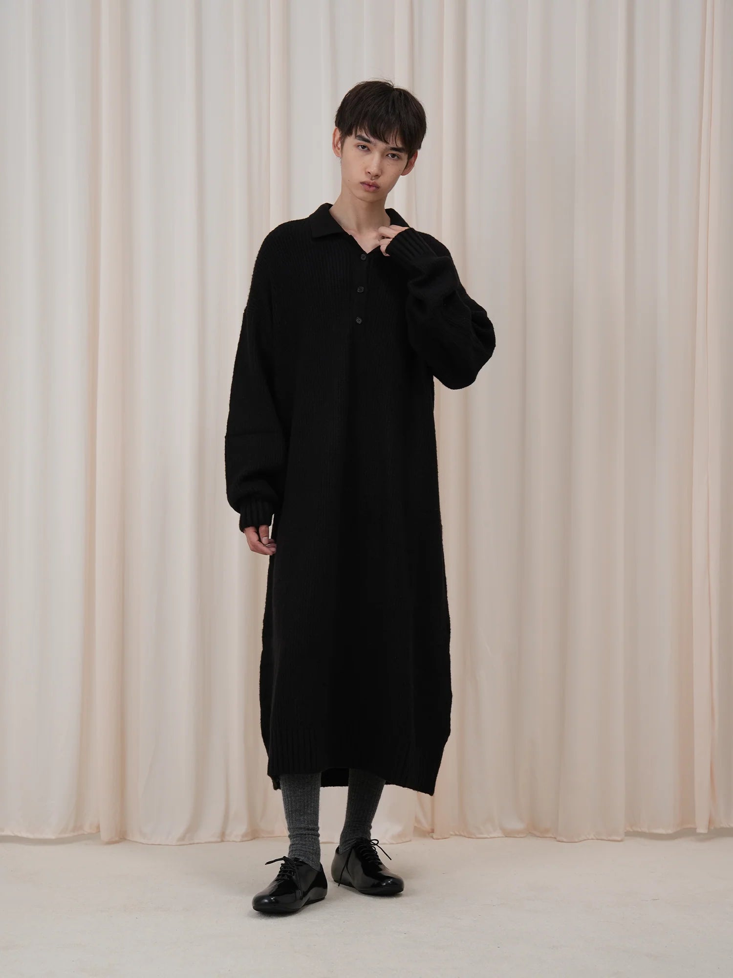 OUYANG WENJUN Half-Placket Oversized Sweater