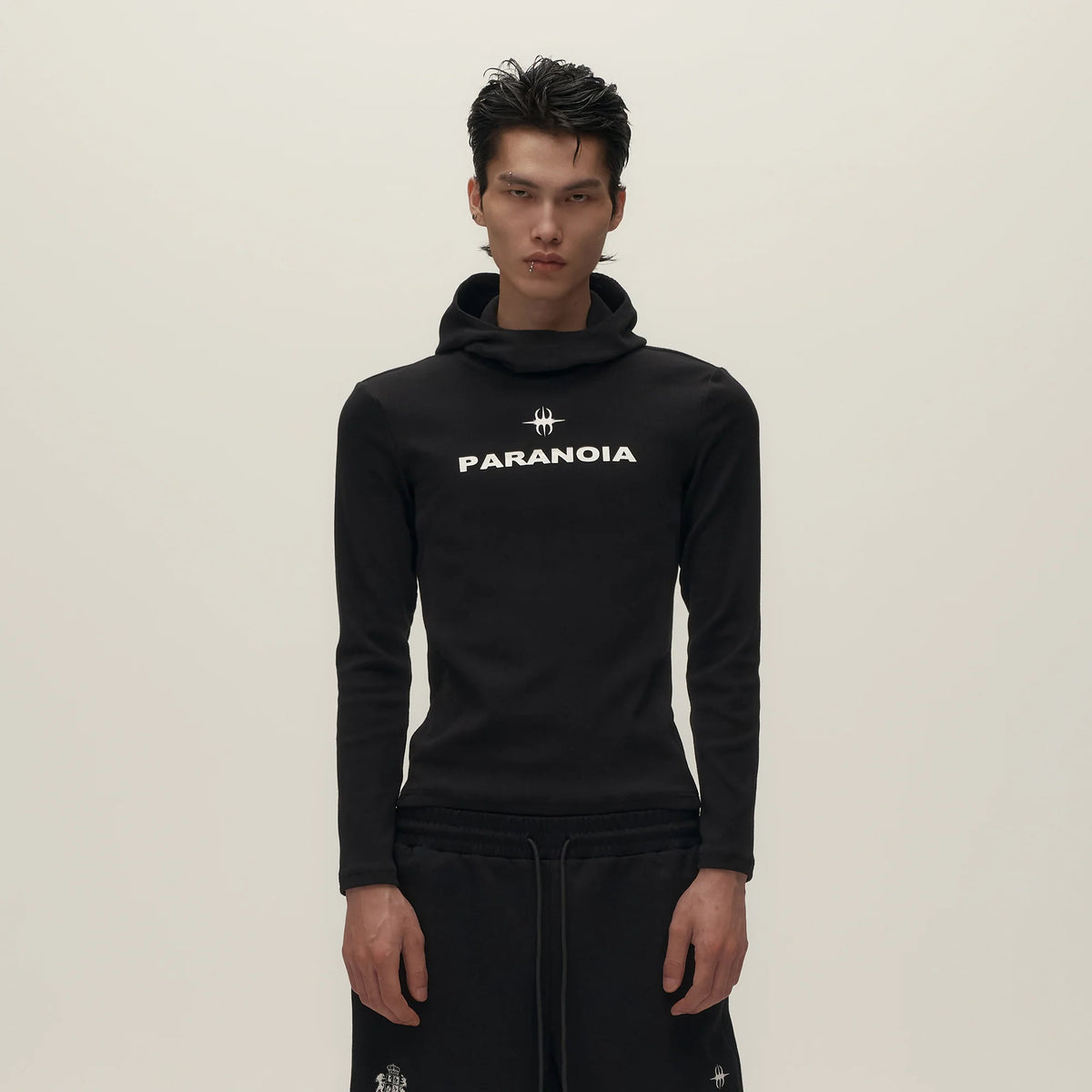 SAVAGEGROWTHWORLD Paranoia Graphic Balaclava Slim Hoodie
