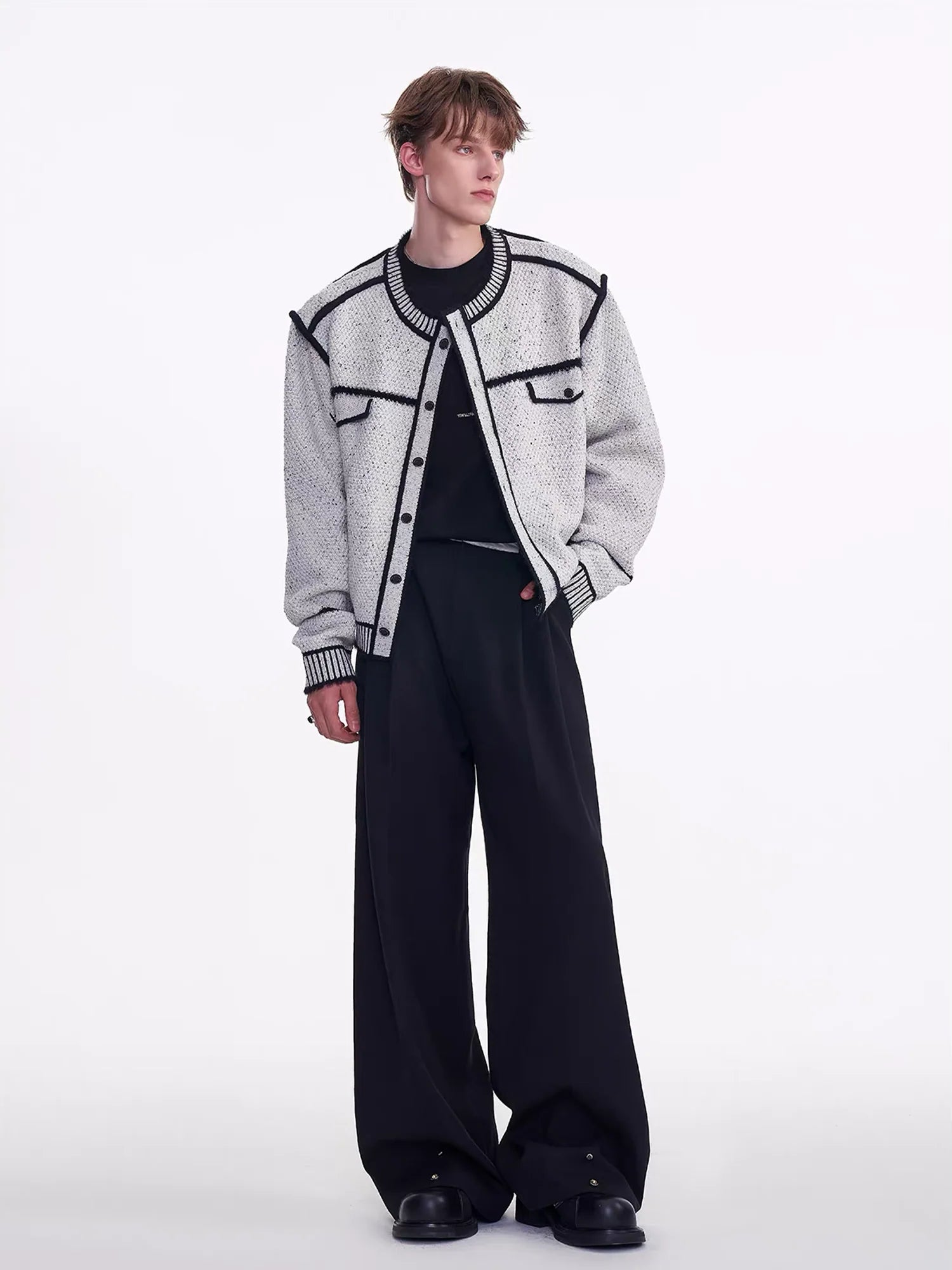 TIWILLTANG Contrast Stitch Knit Jacket