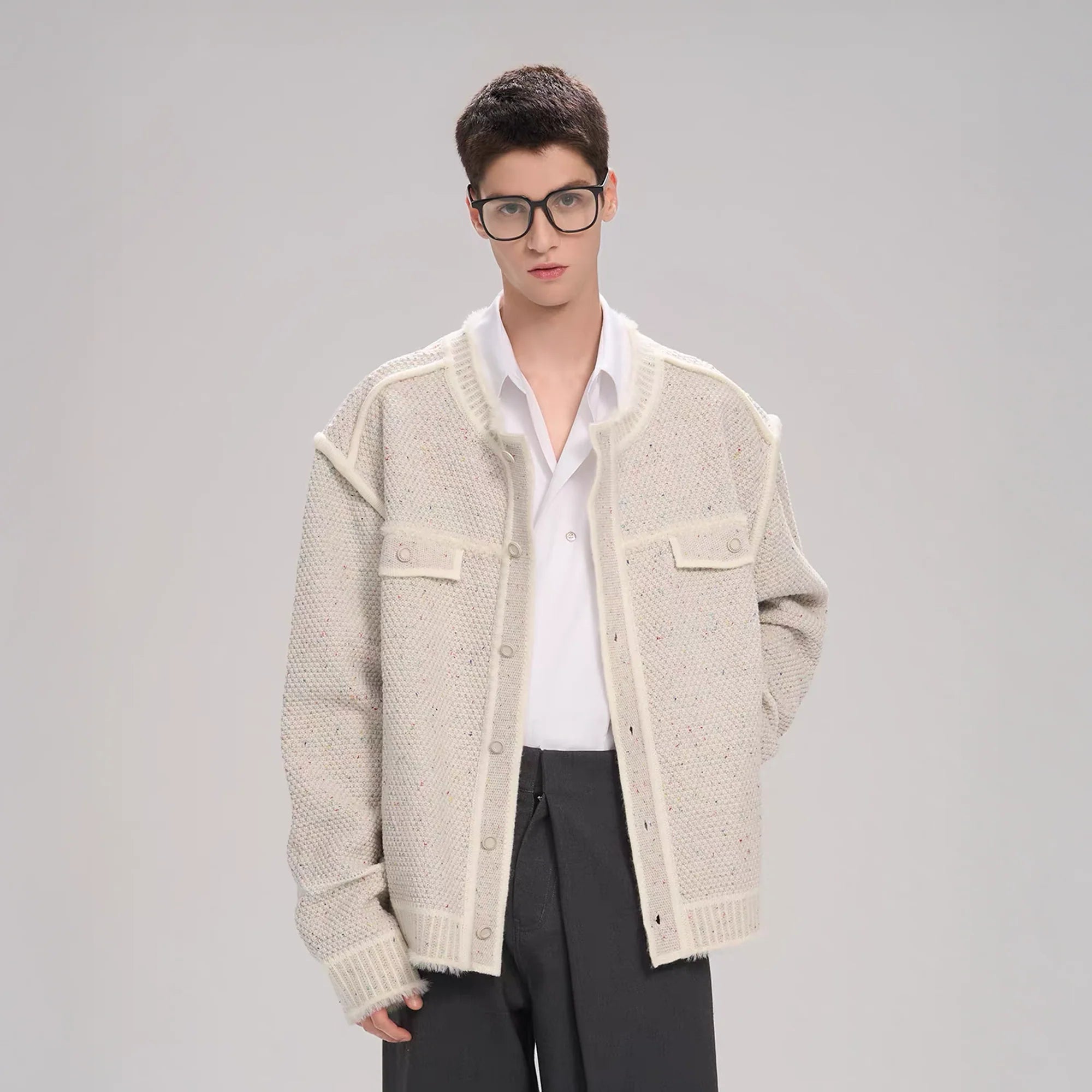 TIWILLTANG Contrast Stitch Knit Jacket